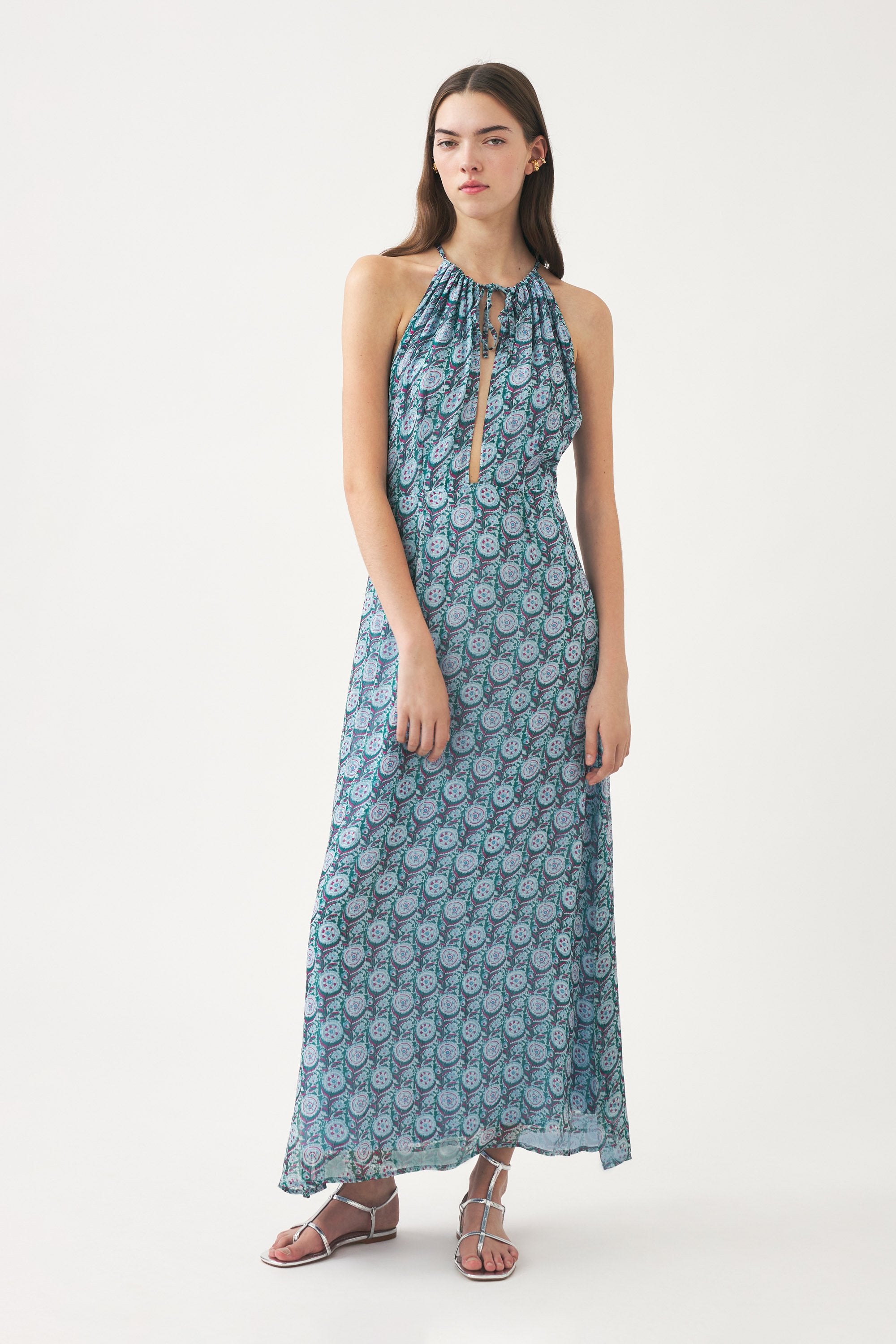 Printed chiffon maxi dress Cassy