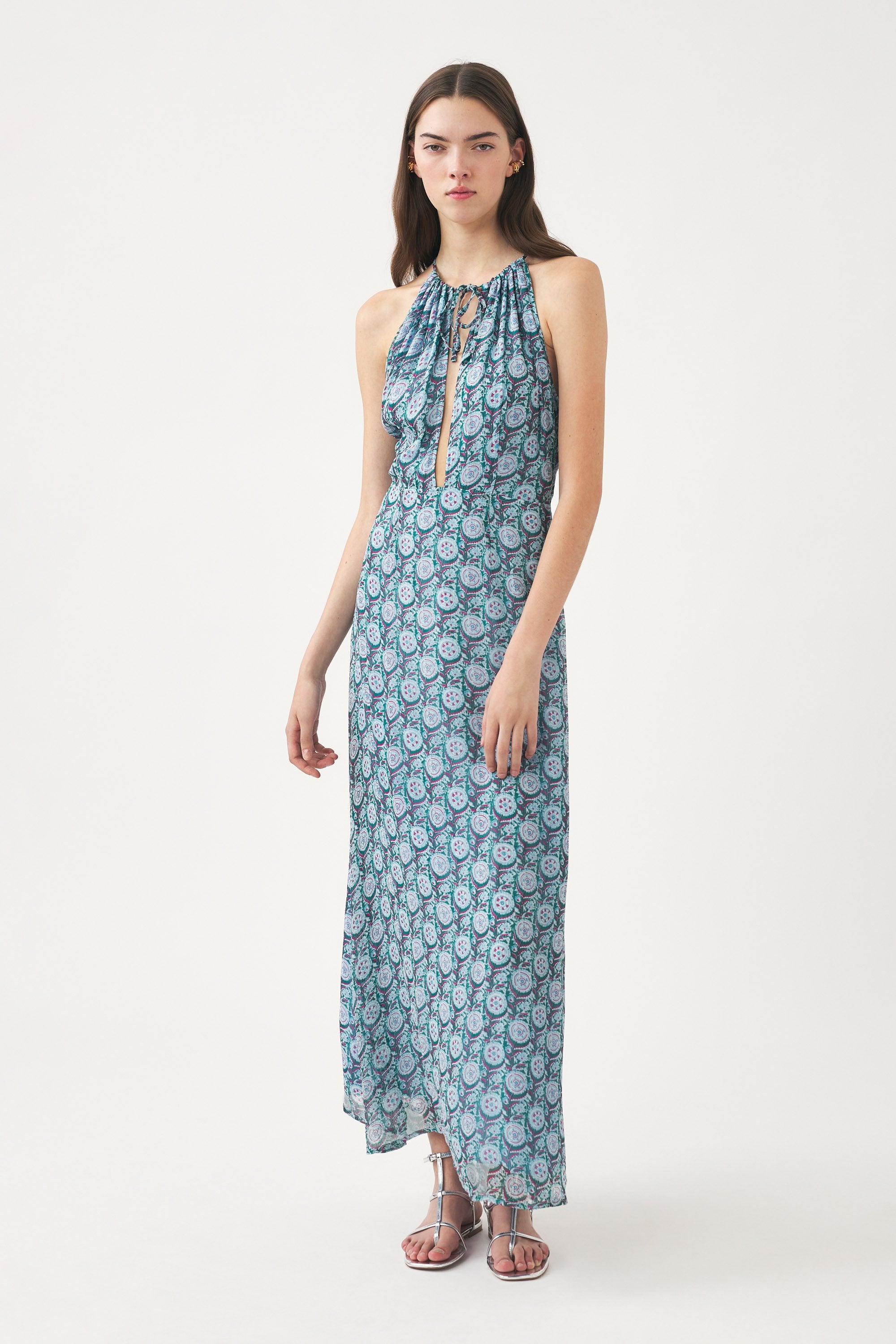 Printed chiffon maxi dress Cassy