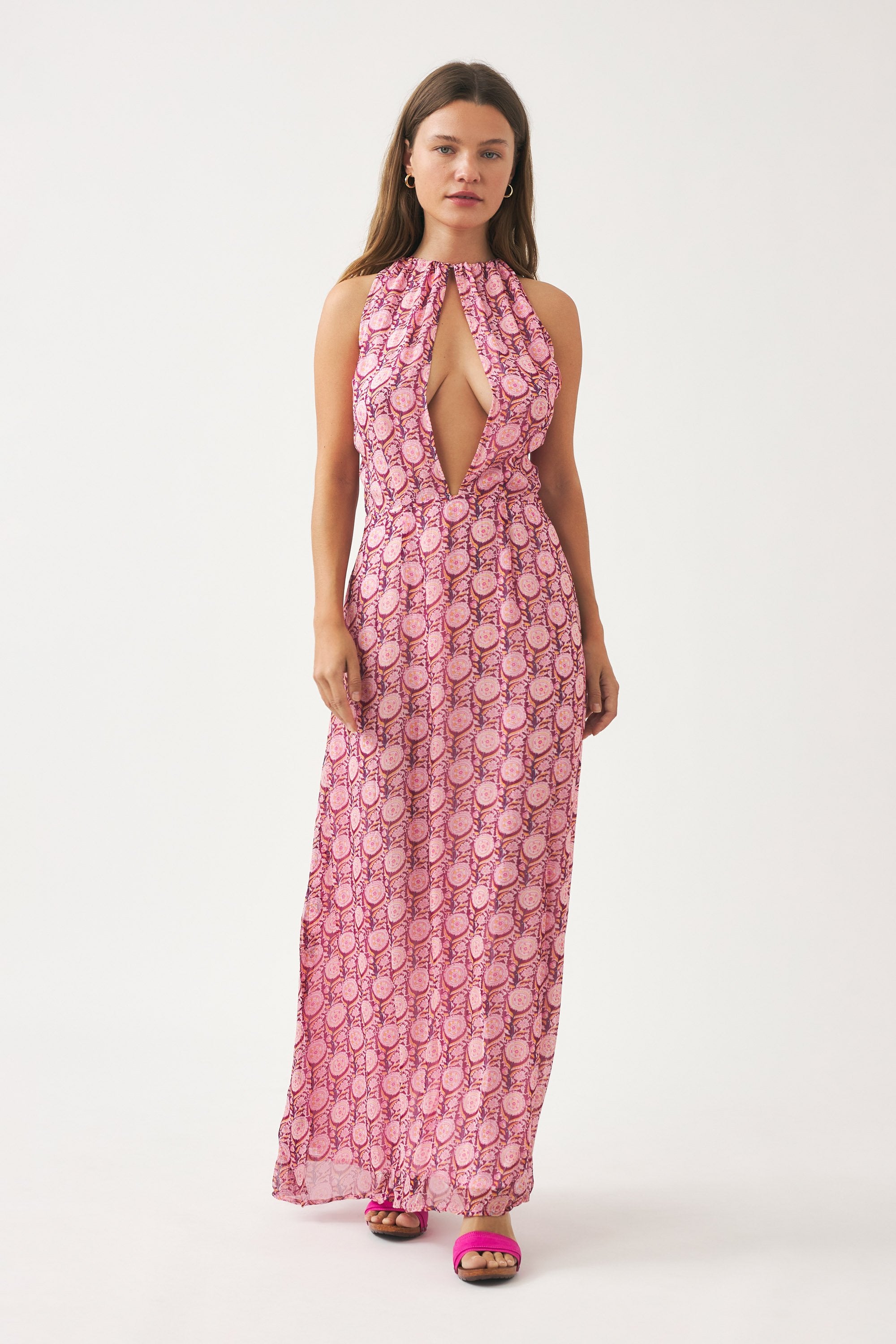 Vestido largo estampado de muselina Cassy