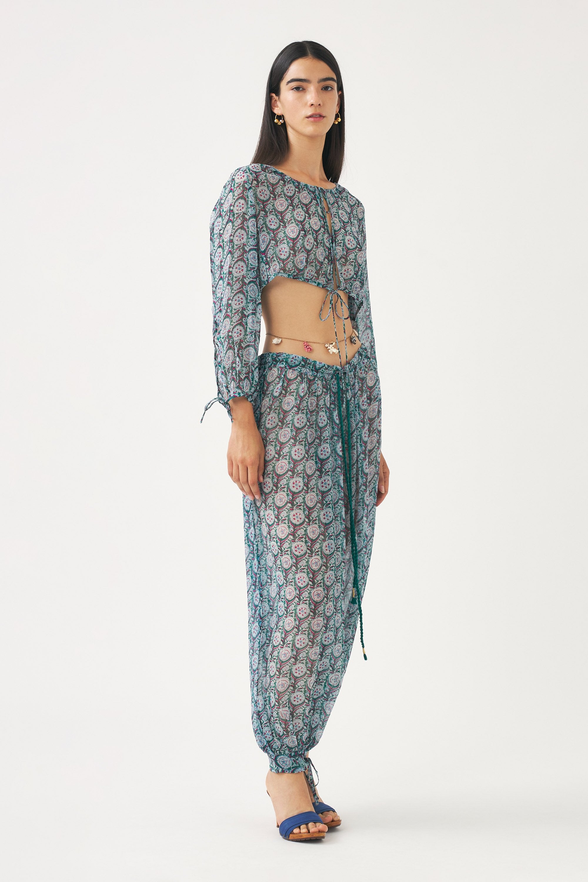 Pantalon sarouel en mousseline Cassy