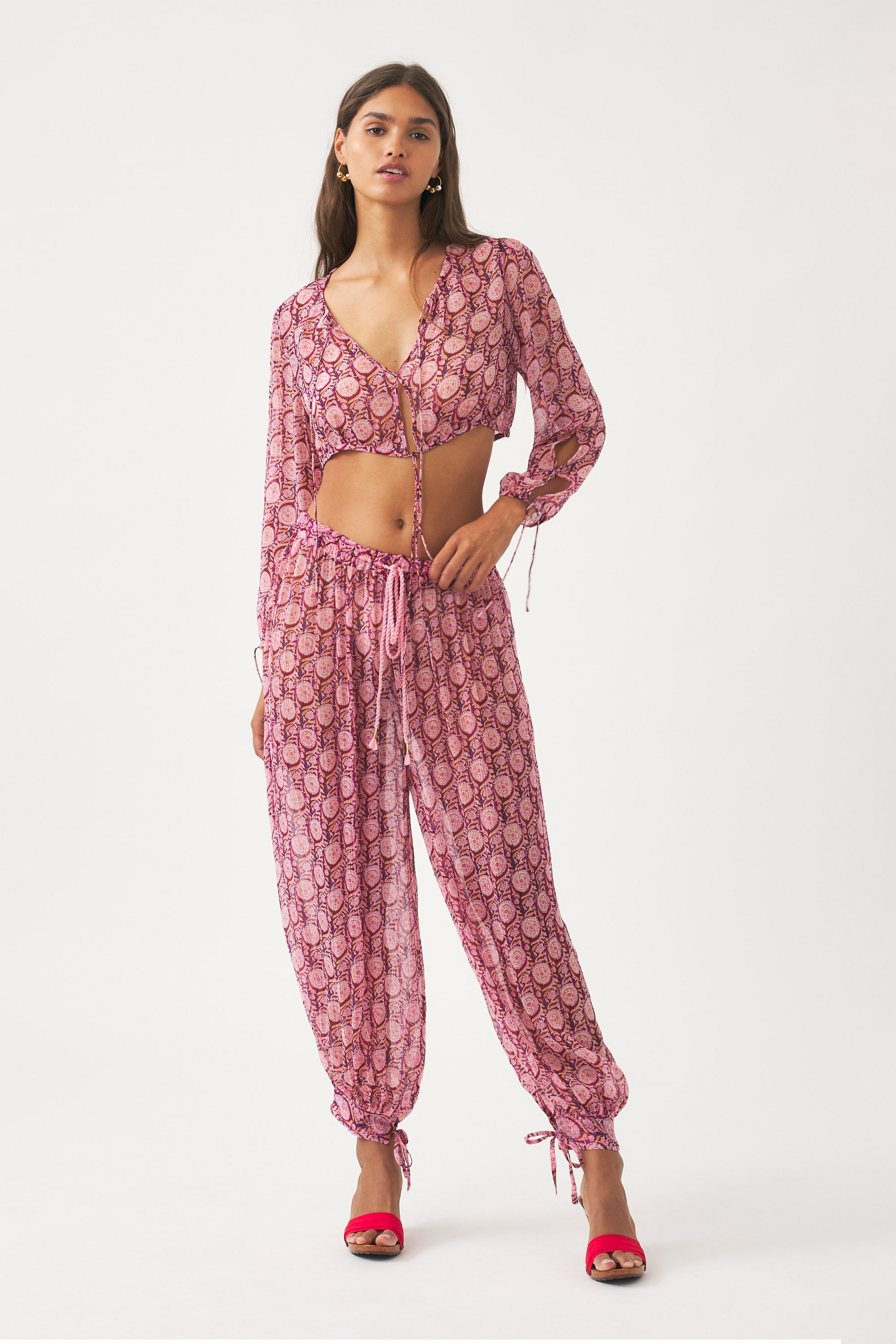Pantalon sarouel en mousseline Cassy