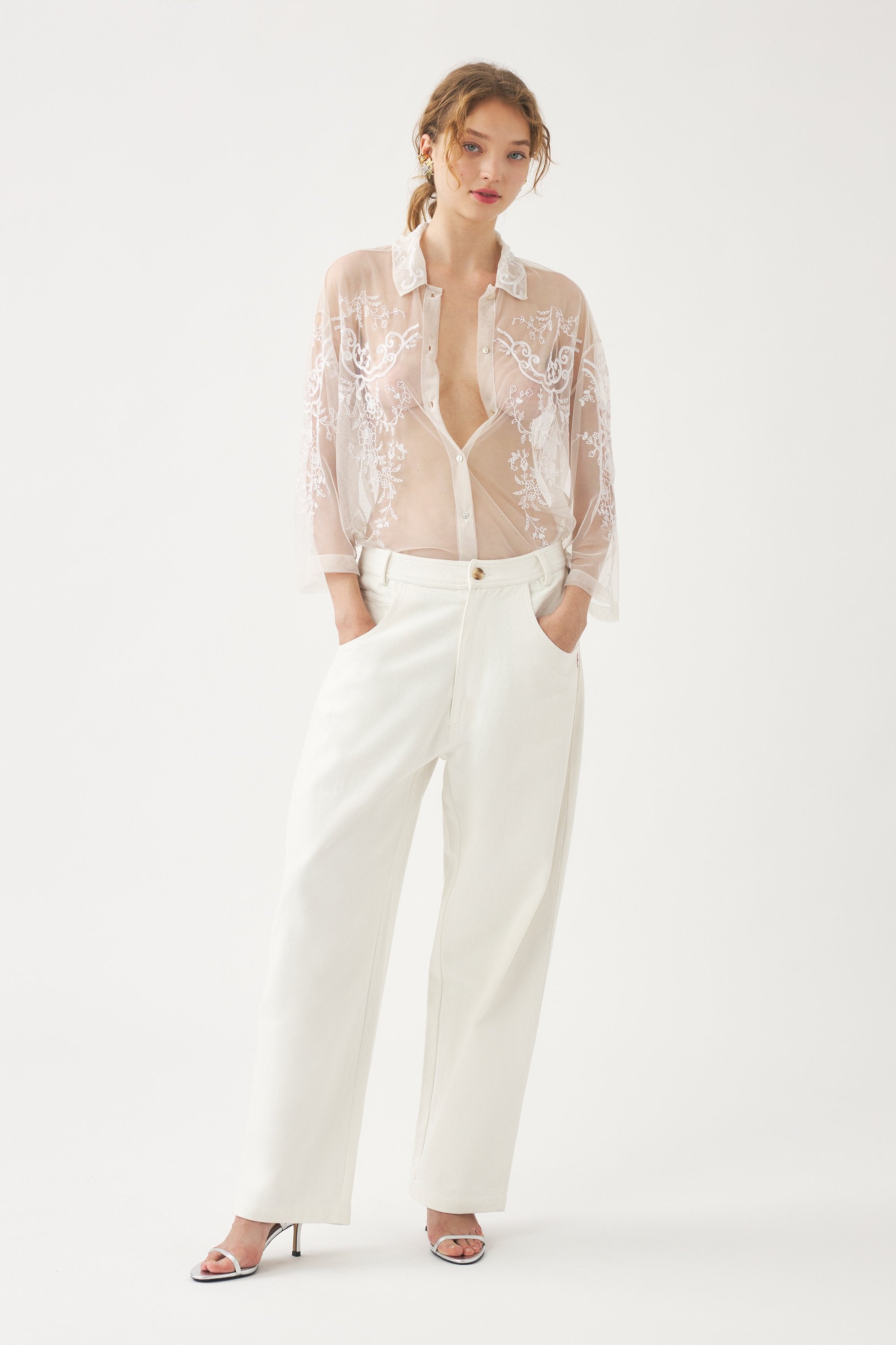Pantalon oversize brodé Cindy