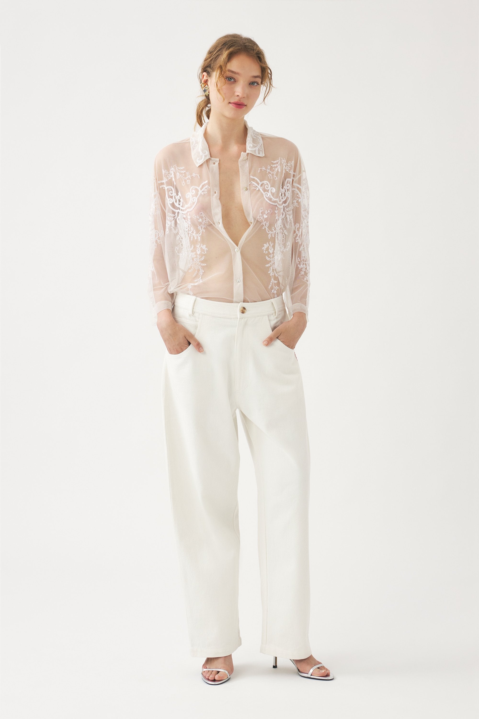 Pantalon oversize brodé Cindy