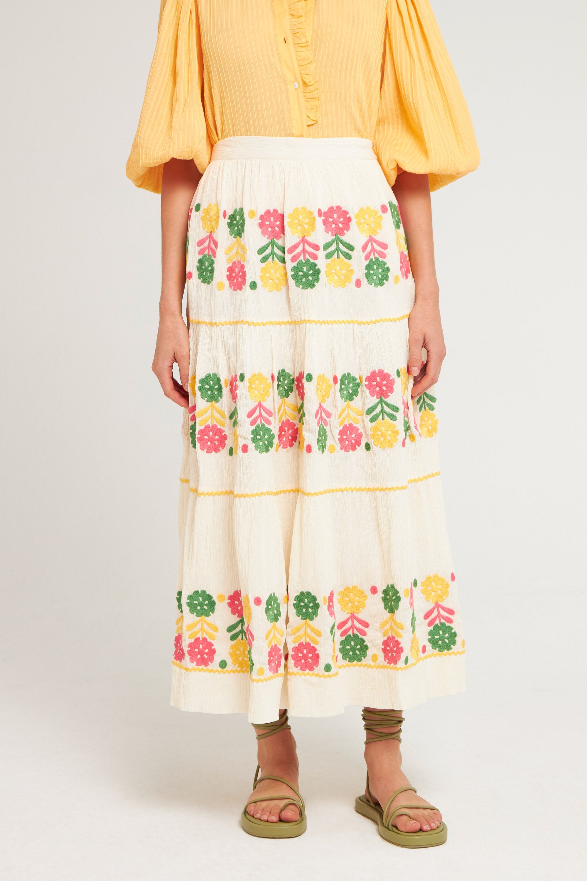 Clémence embroidered maxi skirt