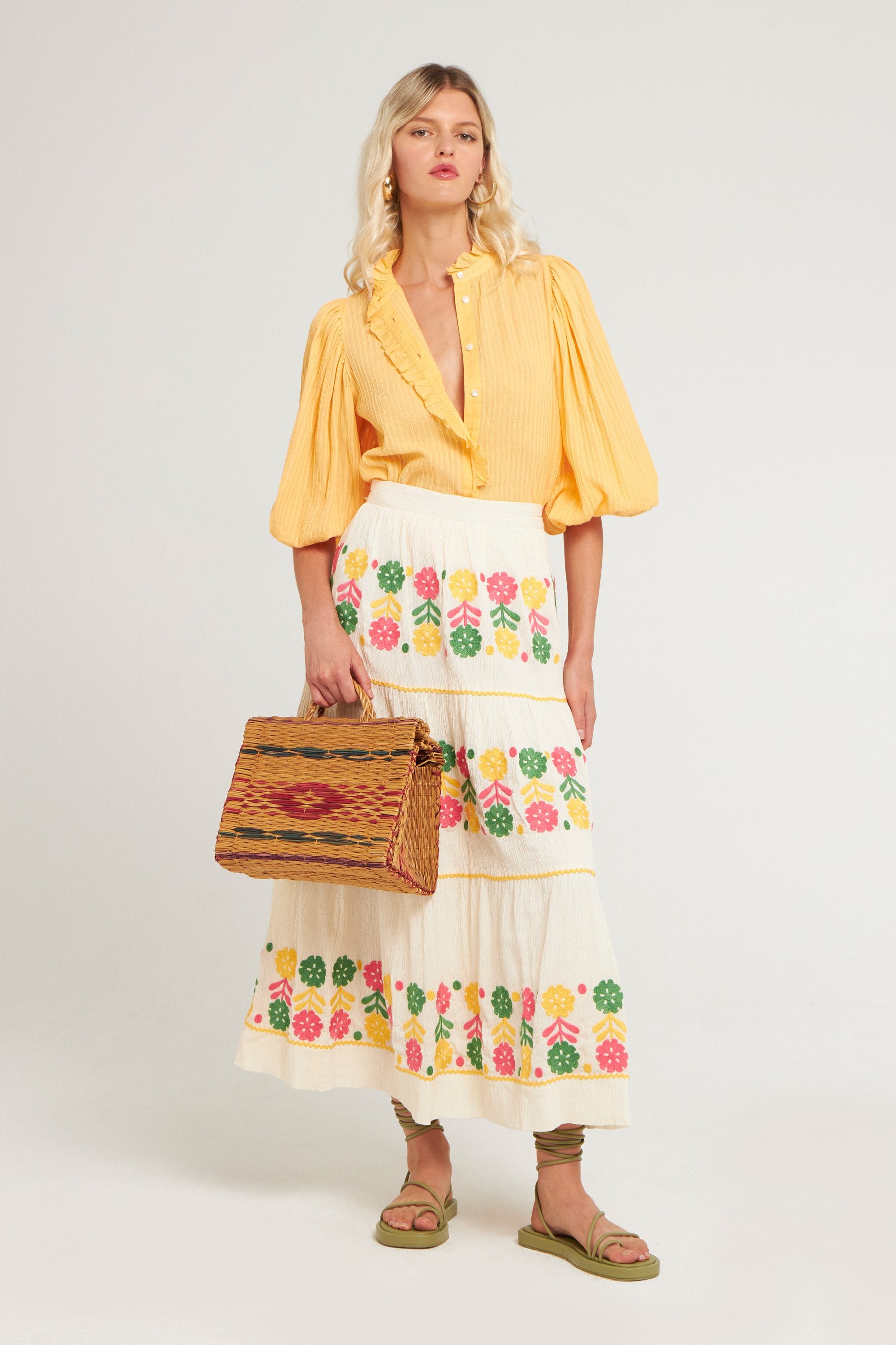Clémence embroidered maxi skirt