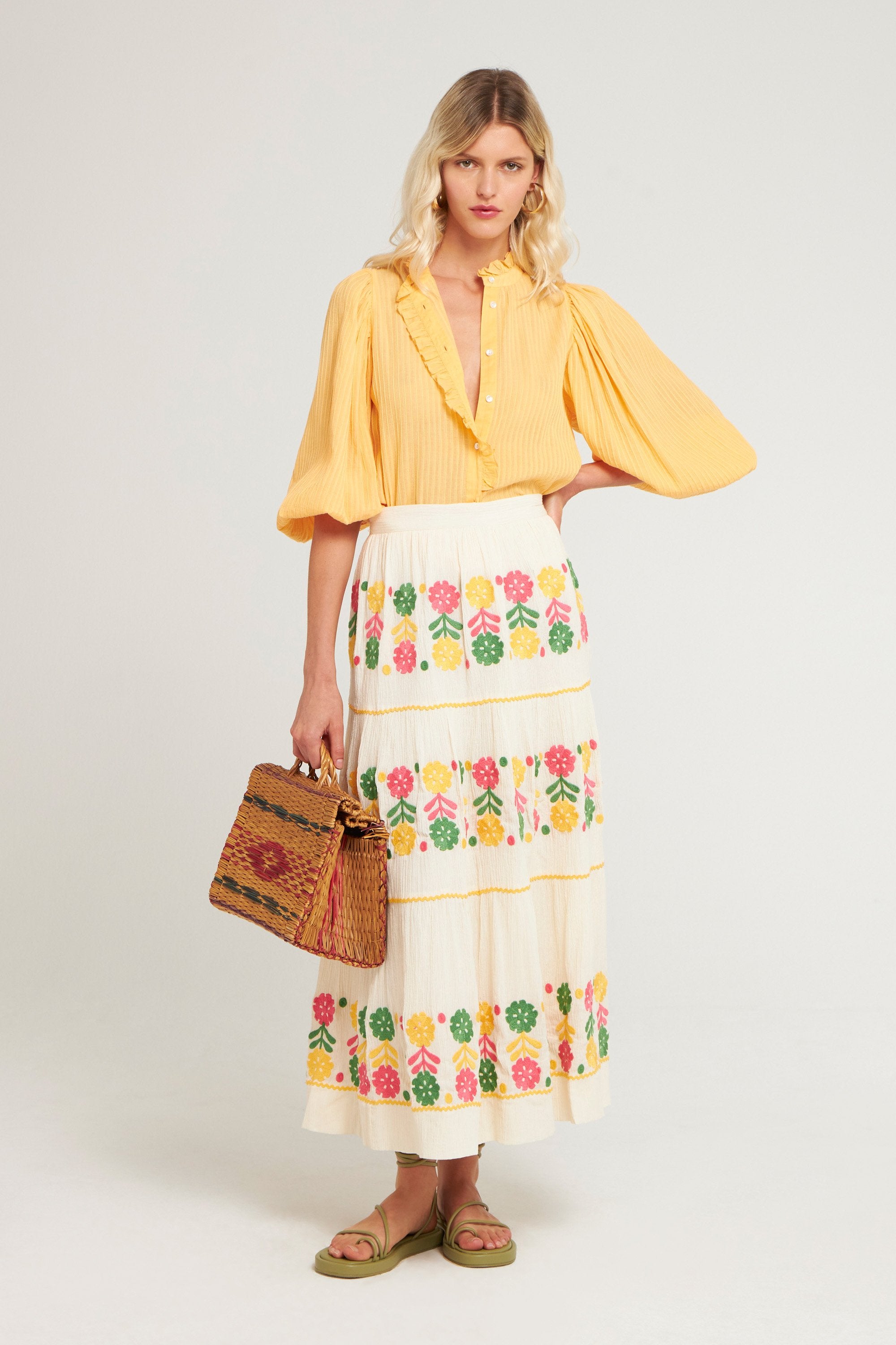 Clémence embroidered maxi skirt