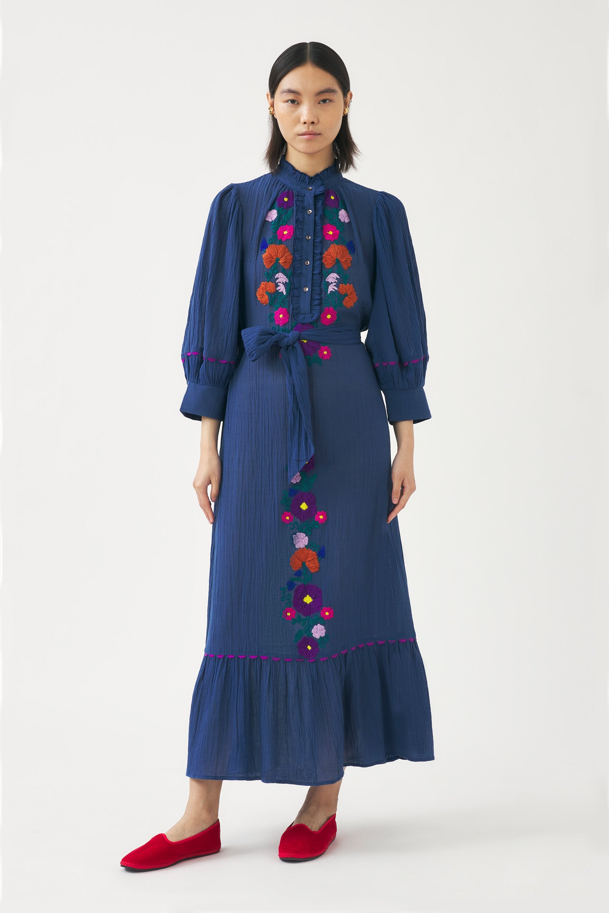 Hand-embroidered maxi dress Clotilda