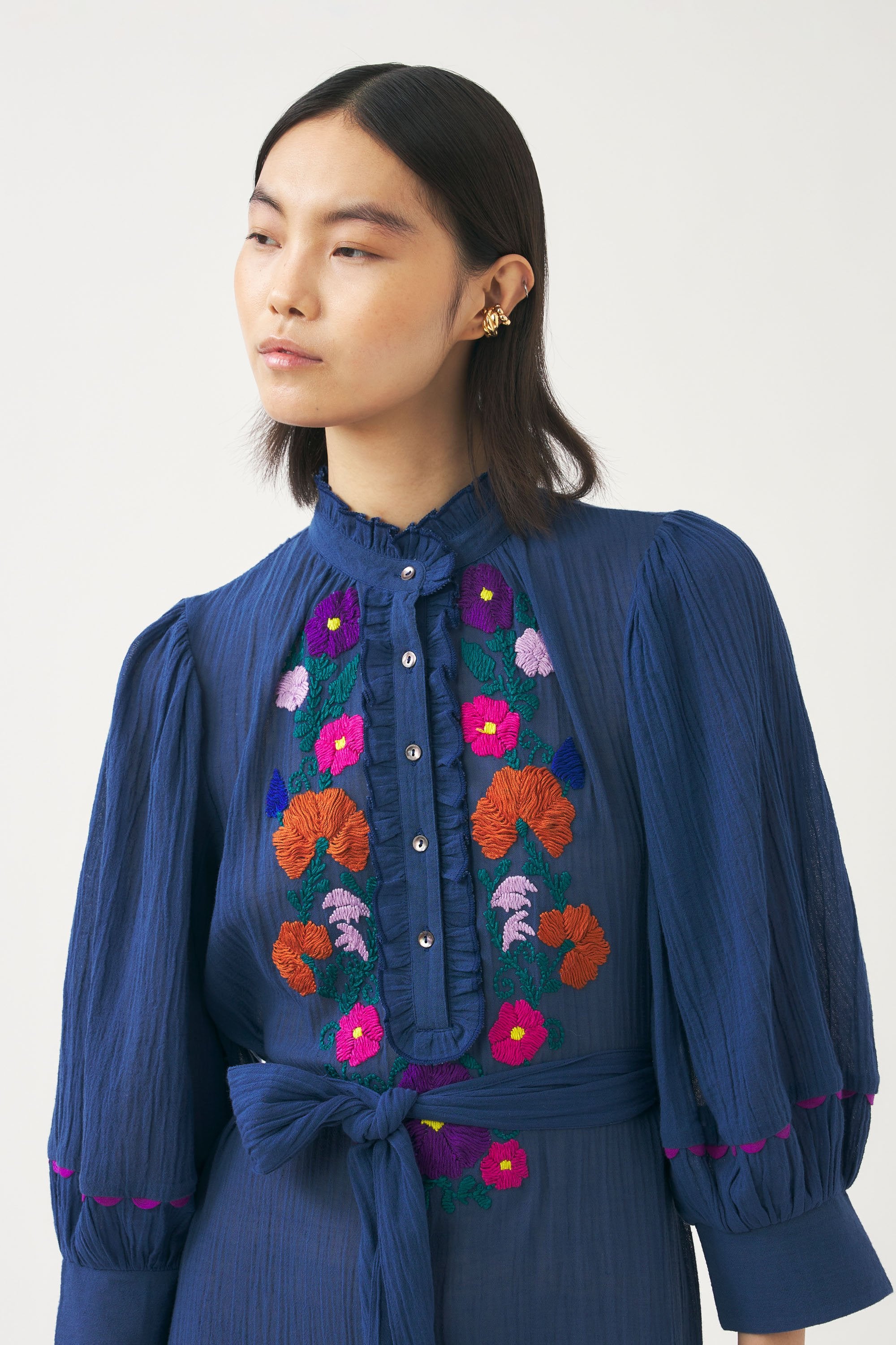 Hand-embroidered maxi dress Clotilda
