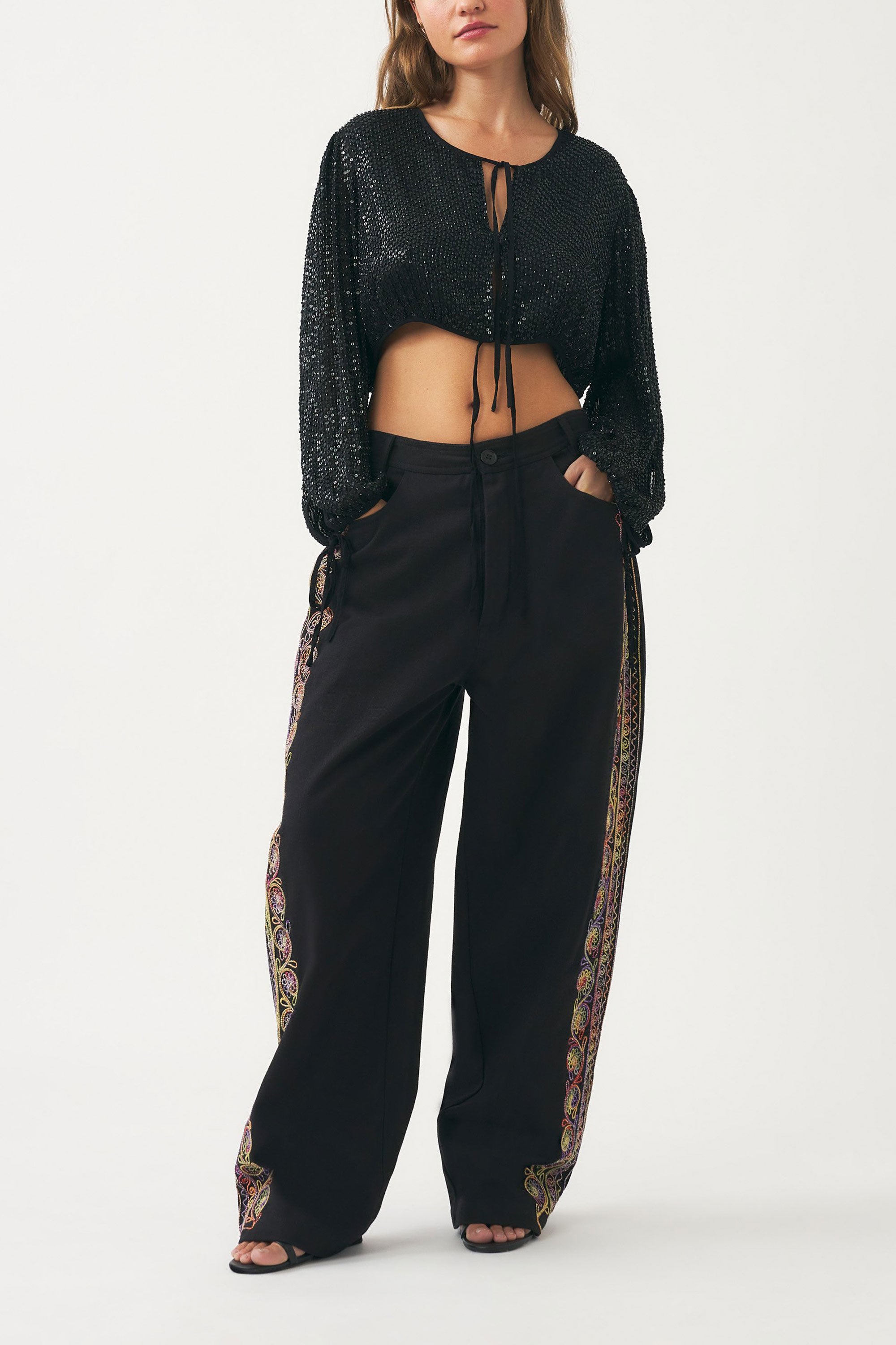 Crop-Top mit in Handarbeit aufgestickten Perlen Dune
