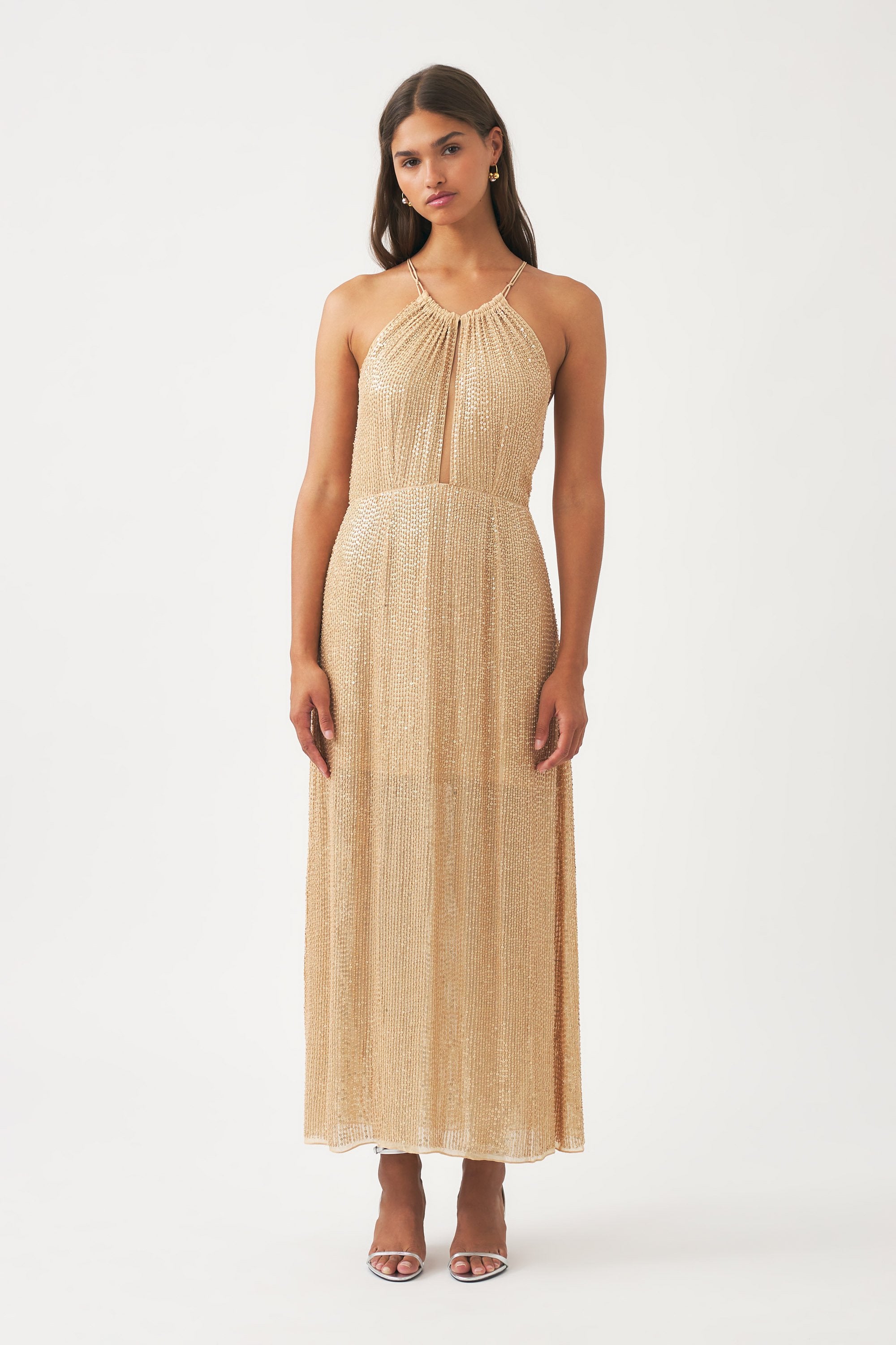 Maxi dress hand-embroidered with pearls Dune