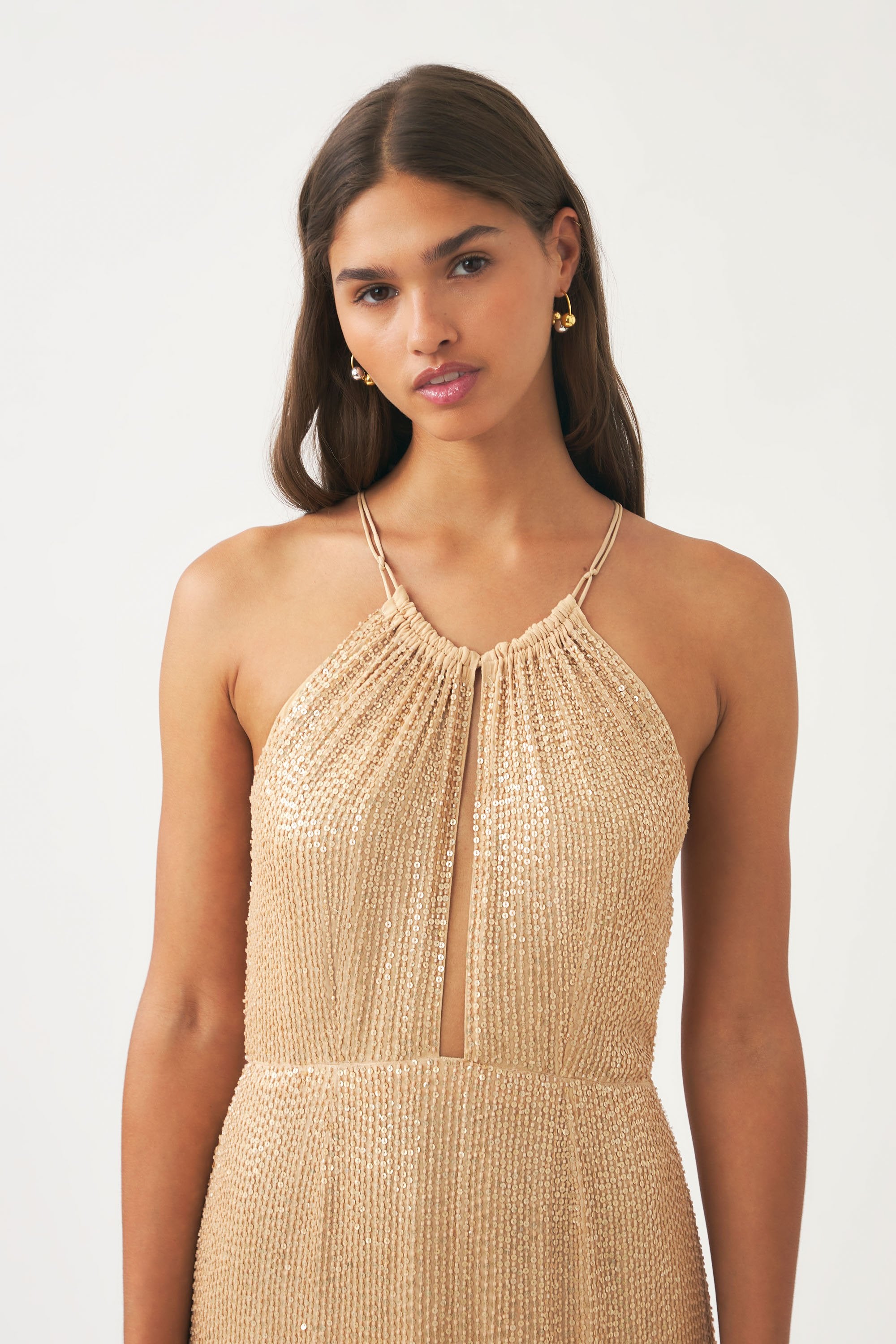 Maxi dress hand-embroidered with pearls Dune