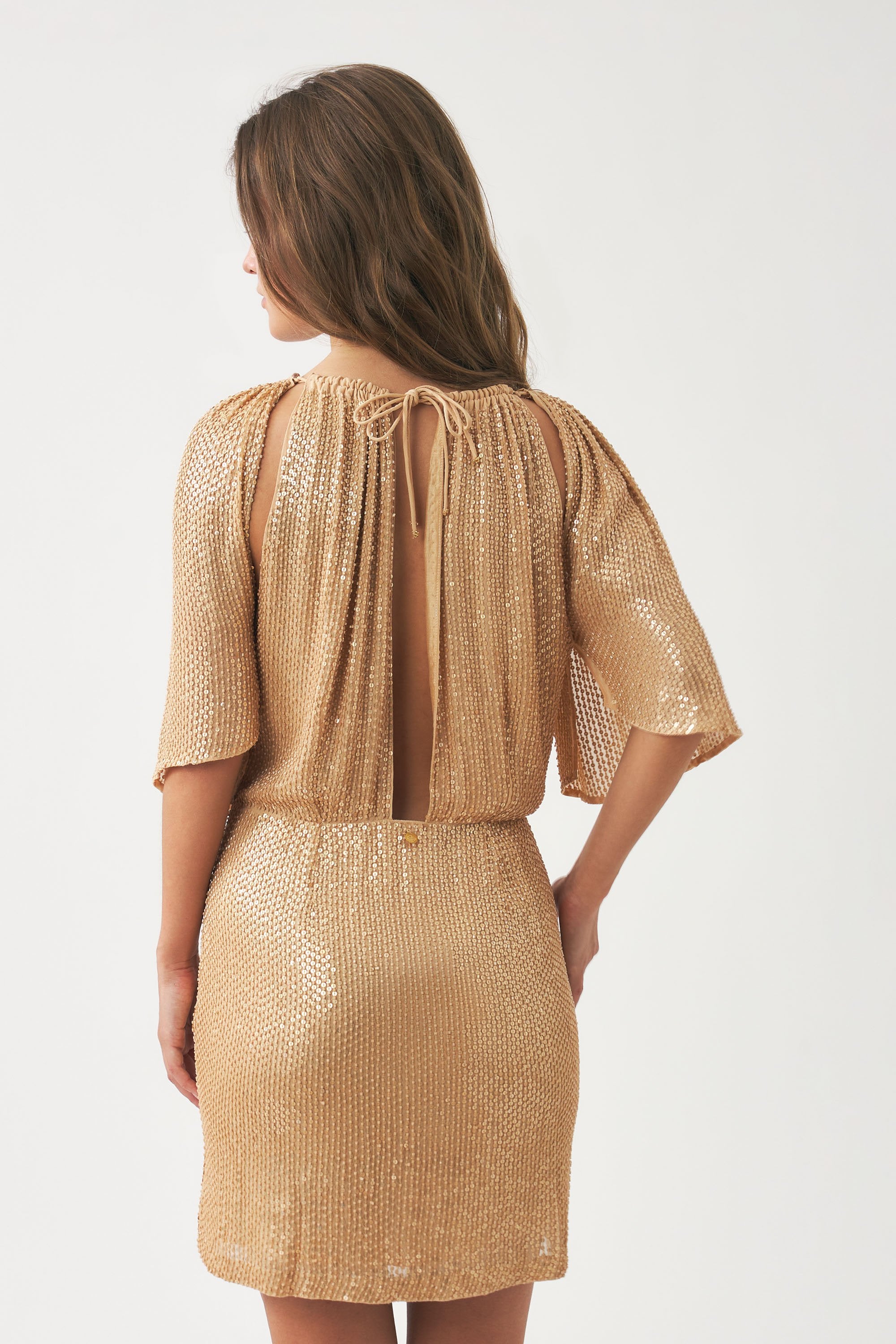 Mini dress hand-embroidered with pearls Dune