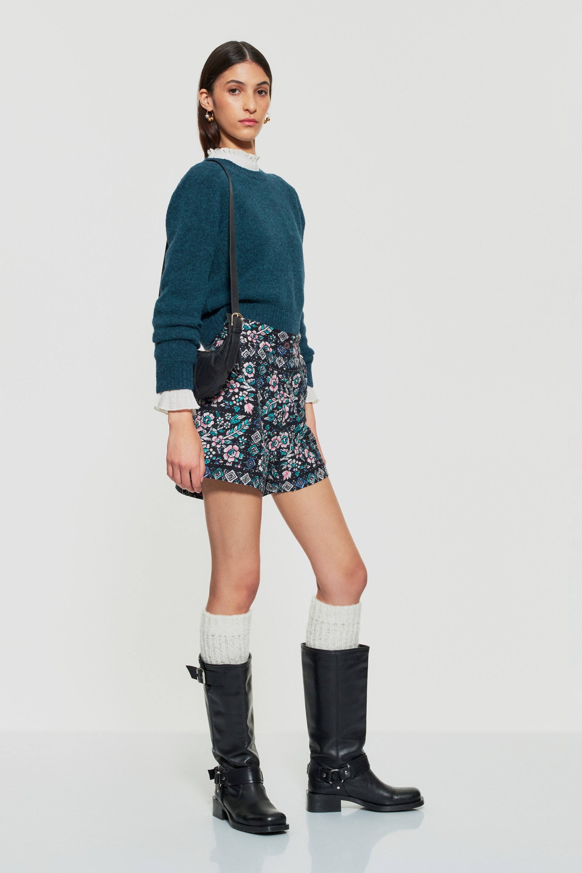 Floral quilted print shorts