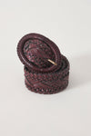 Lace-style openwork leather belt Galy