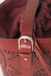 Sac seau ajouré en cuir façon dentelle Galy
