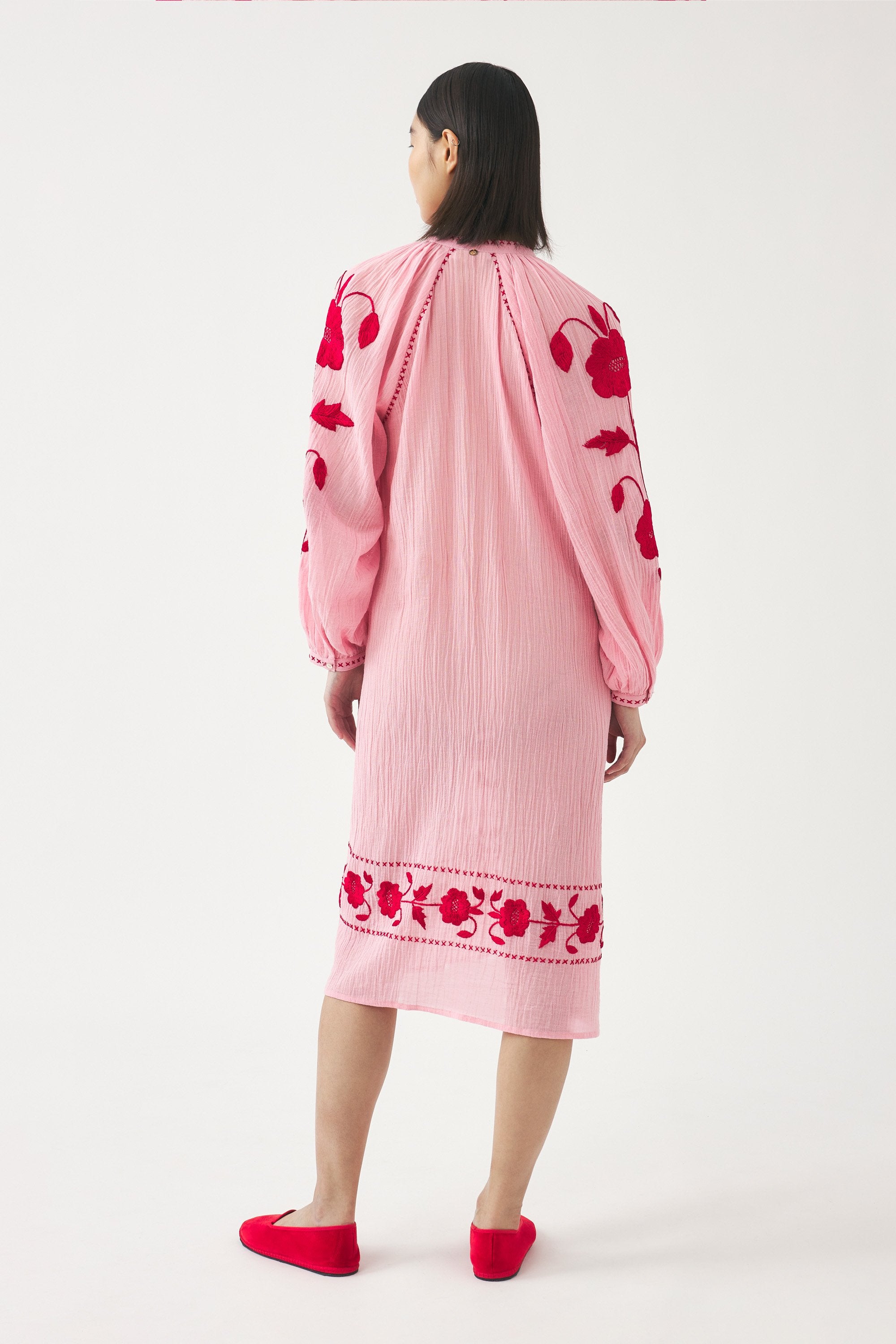 Dress with hand-embroidered silk details Ila