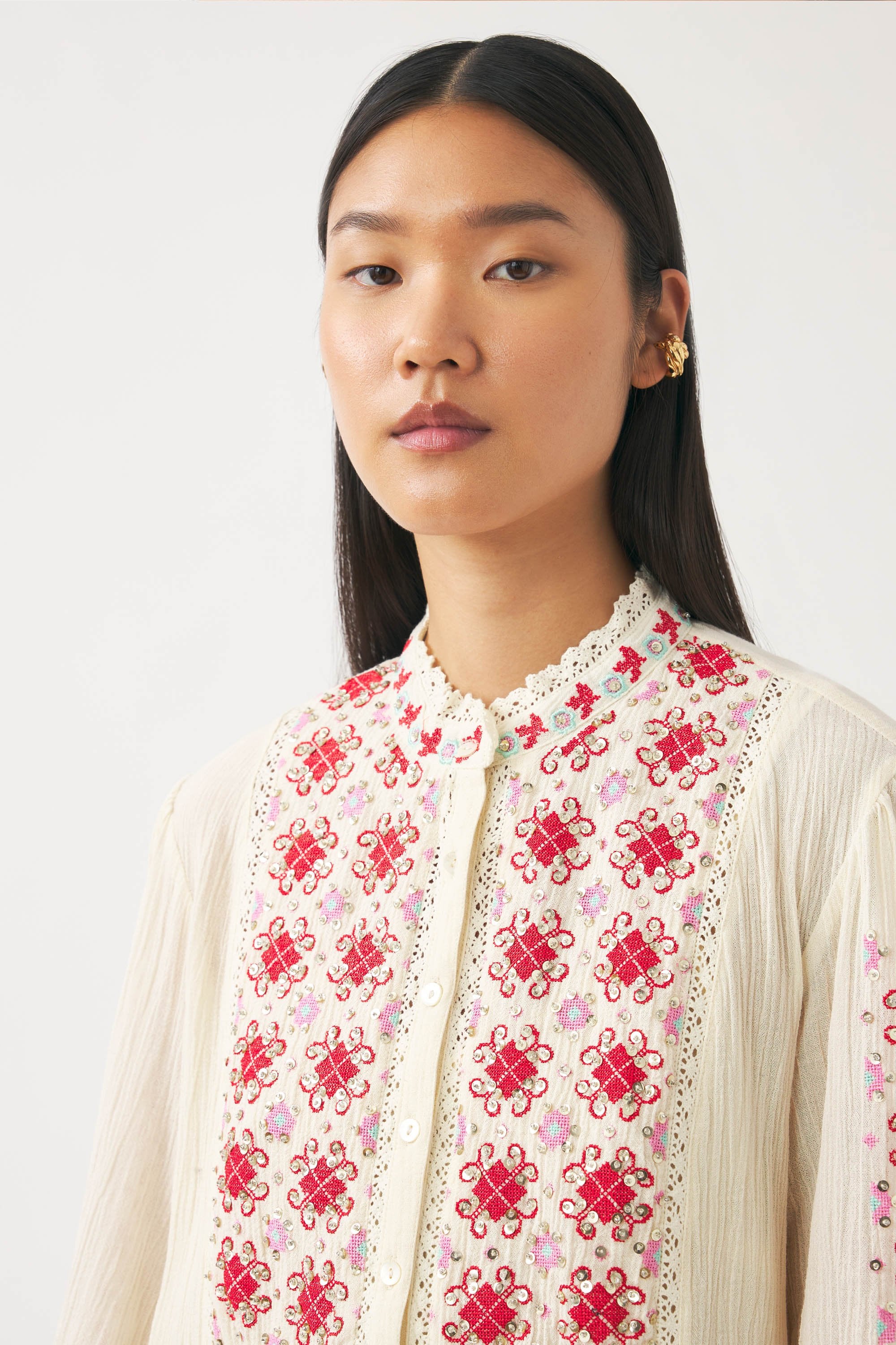 Mini dress hand-embroidered with pearls Jena