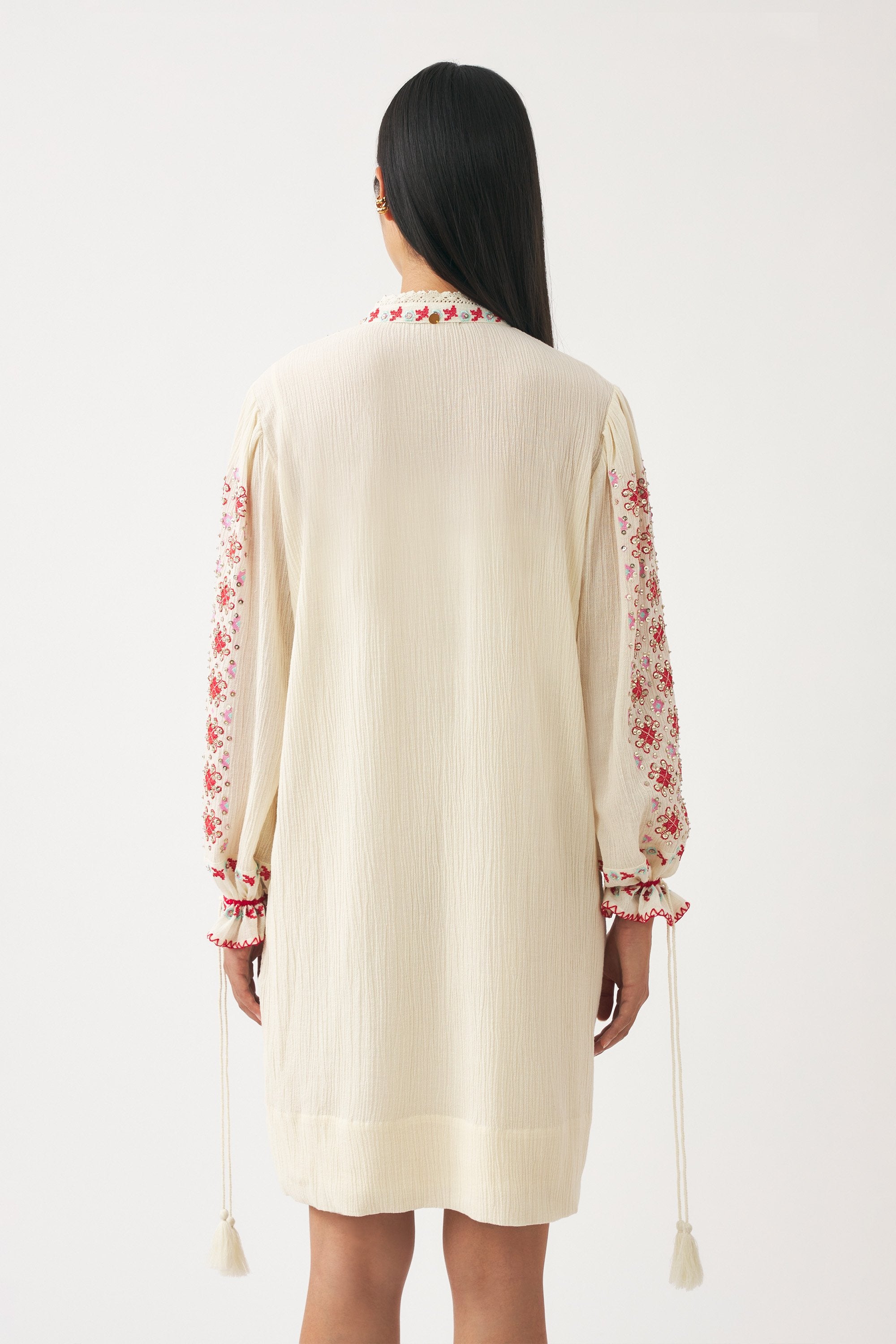 Mini dress hand-embroidered with pearls Jena