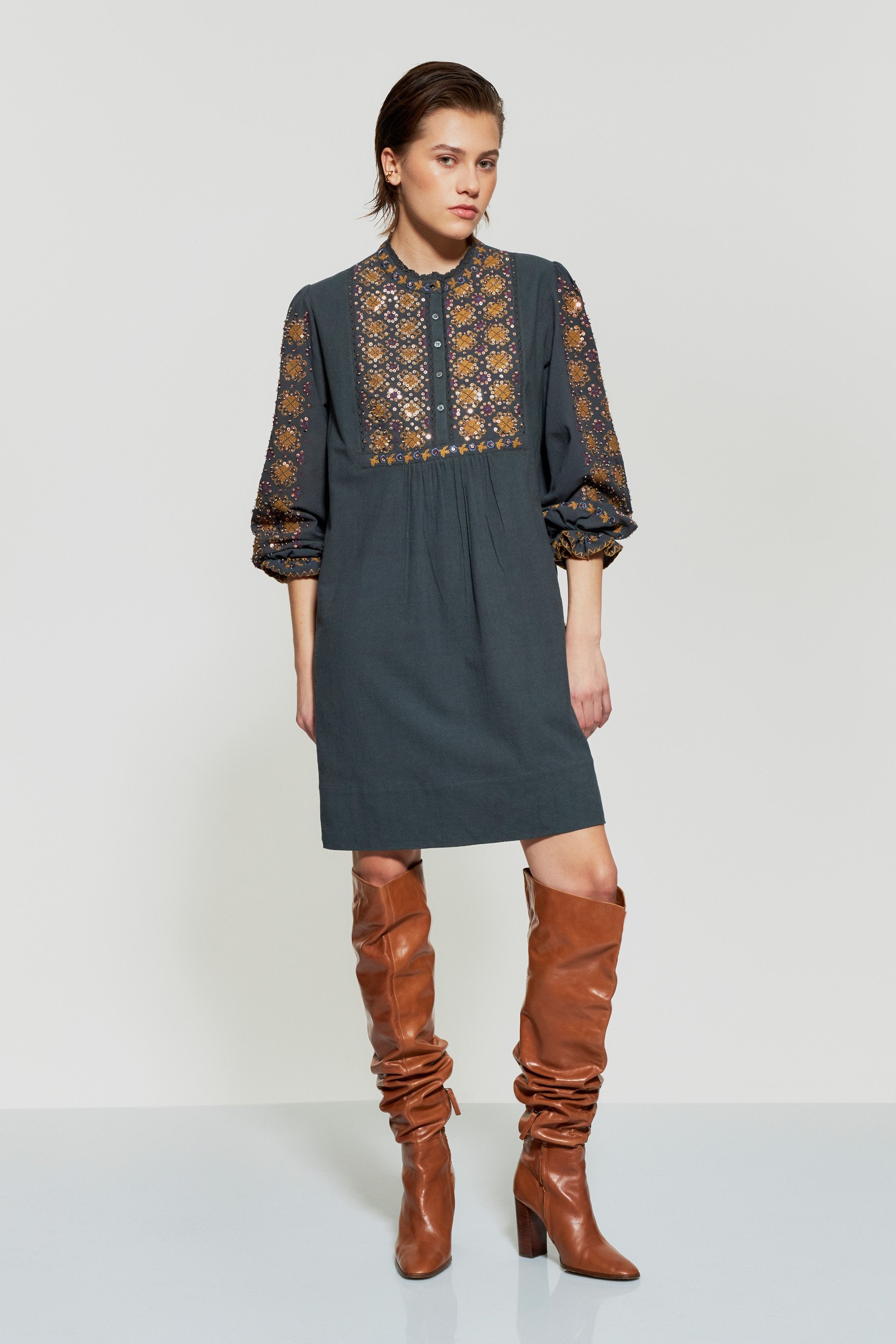 Joana sequin-embroidered mini dress