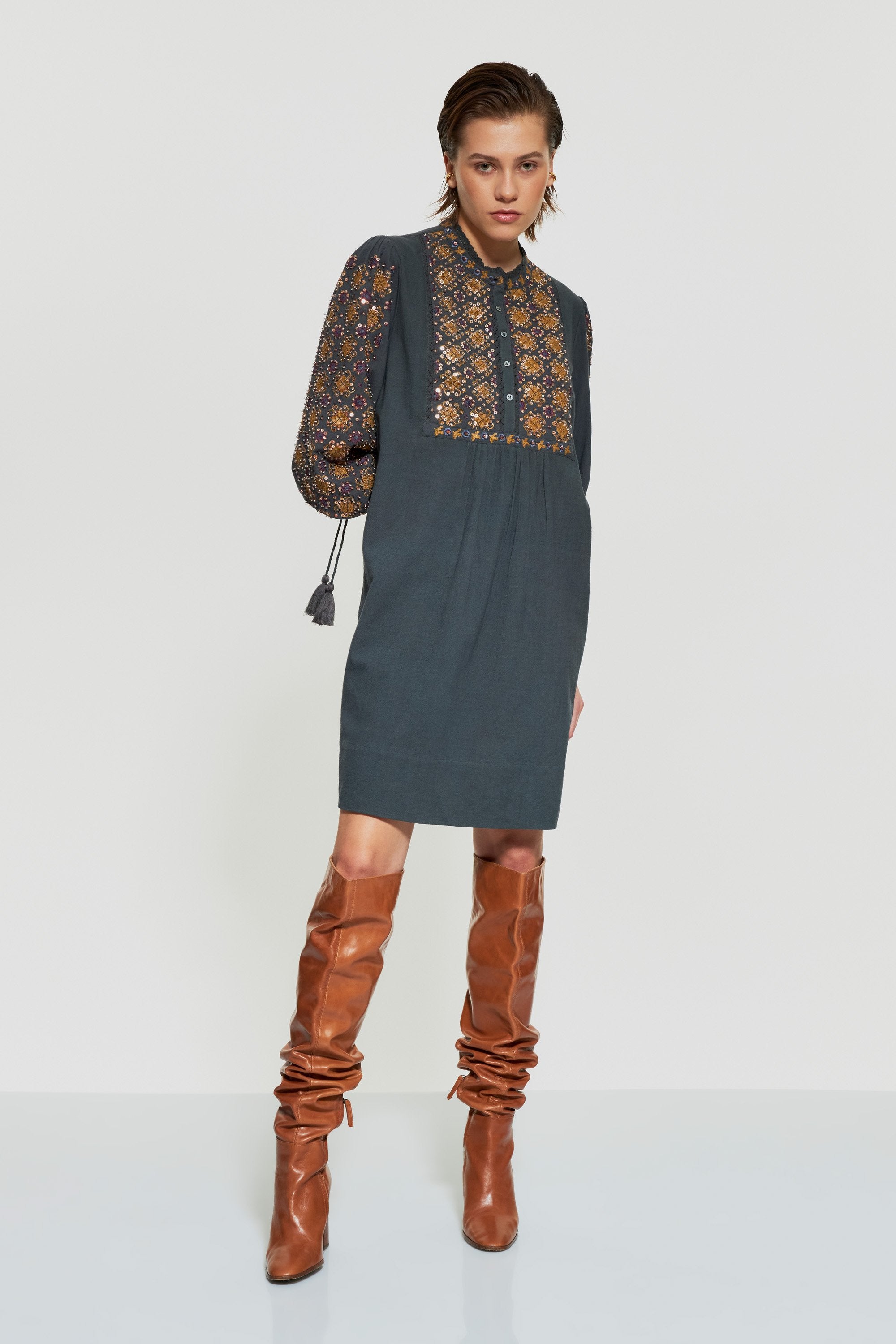 Joana sequin-embroidered mini dress