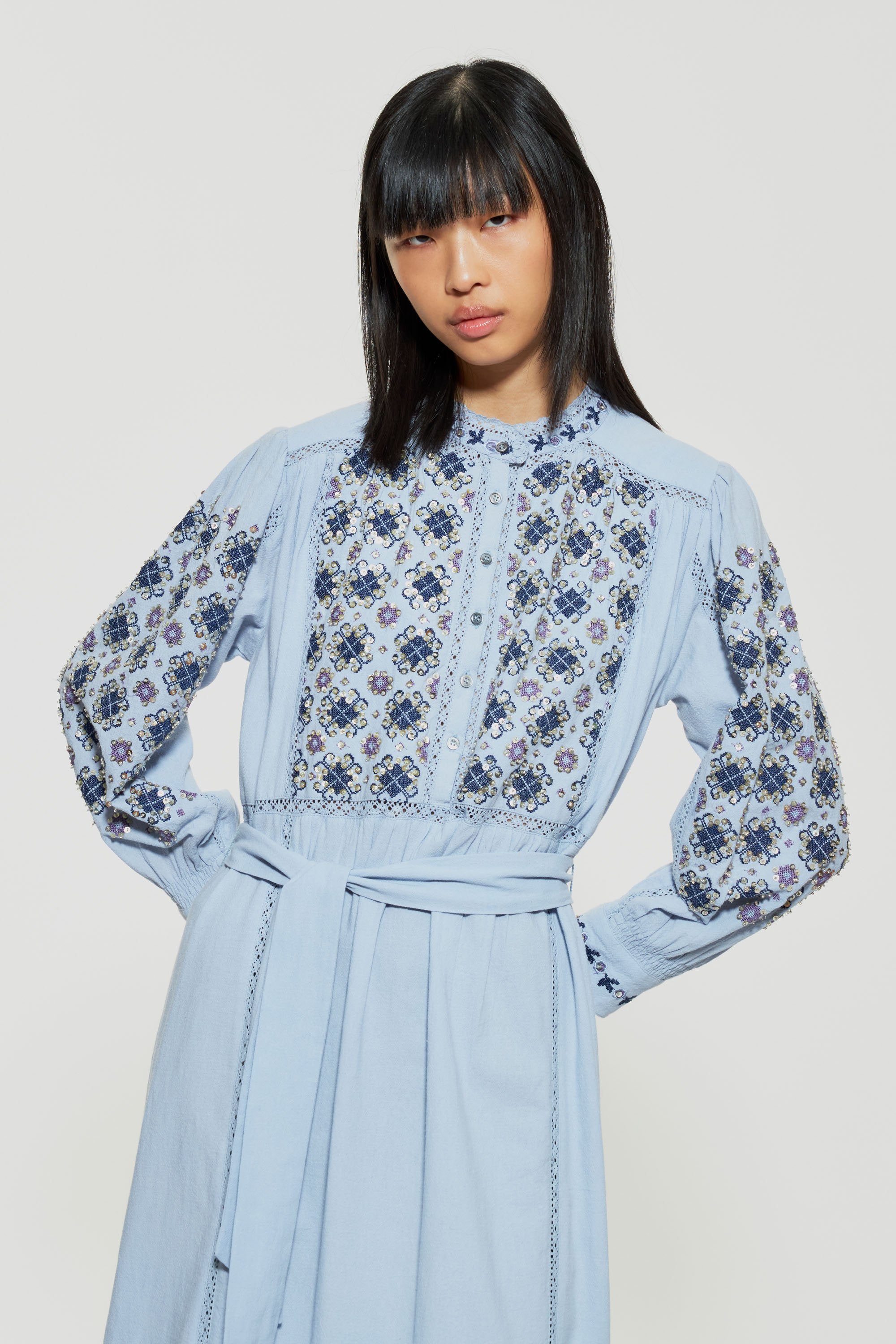 Joana sequin-embroidered maxi dress
