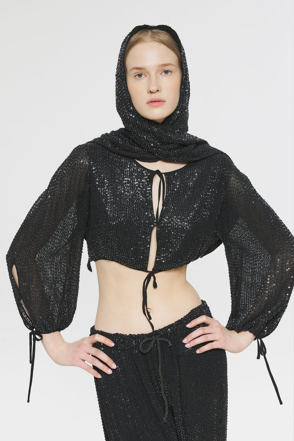 Crop top con paillettes Lune