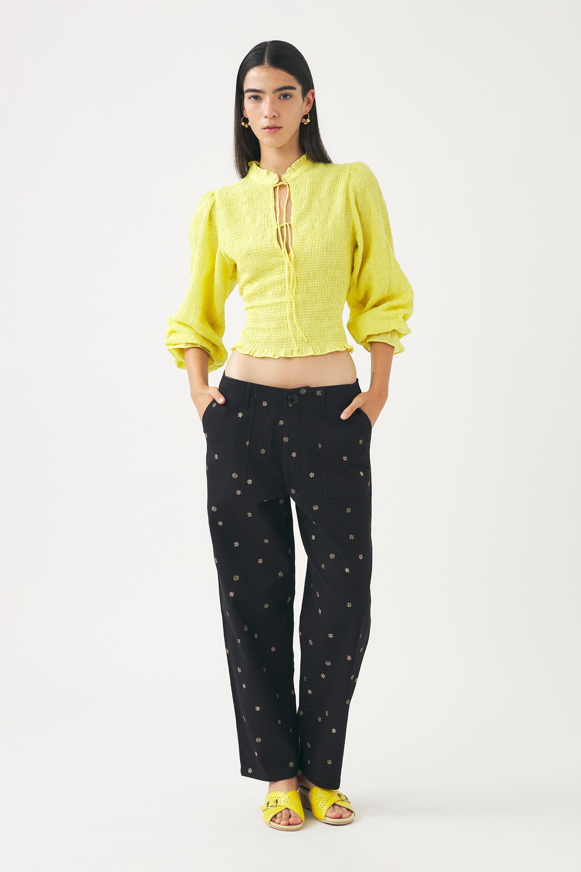 Pantalon brodé à la main Mael