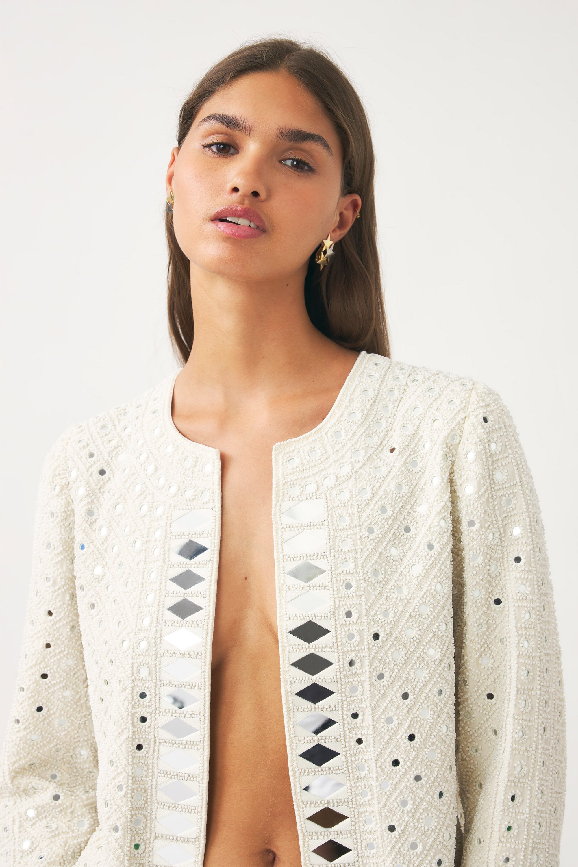 Cocktail jacket embroidered with pearls and mirror pieces Mahani