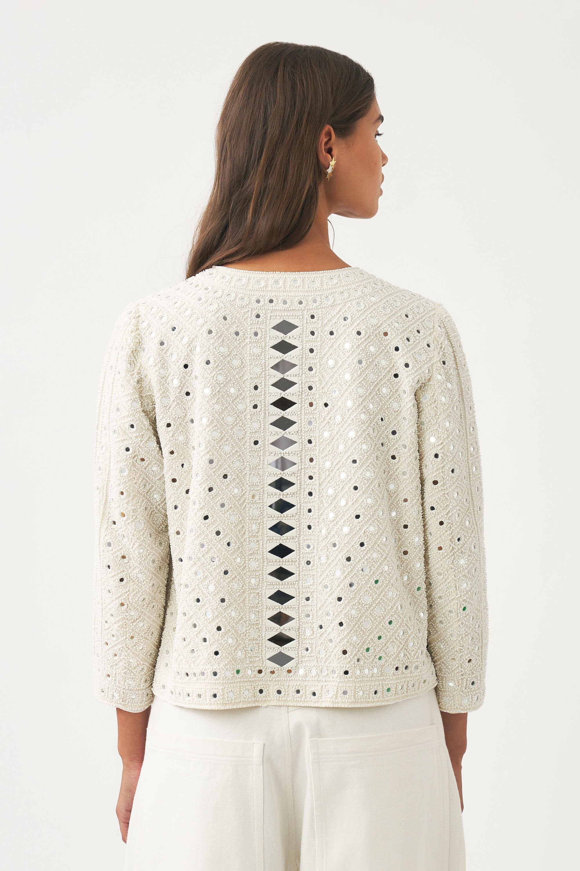 Cocktail jacket embroidered with pearls and mirror pieces Mahani