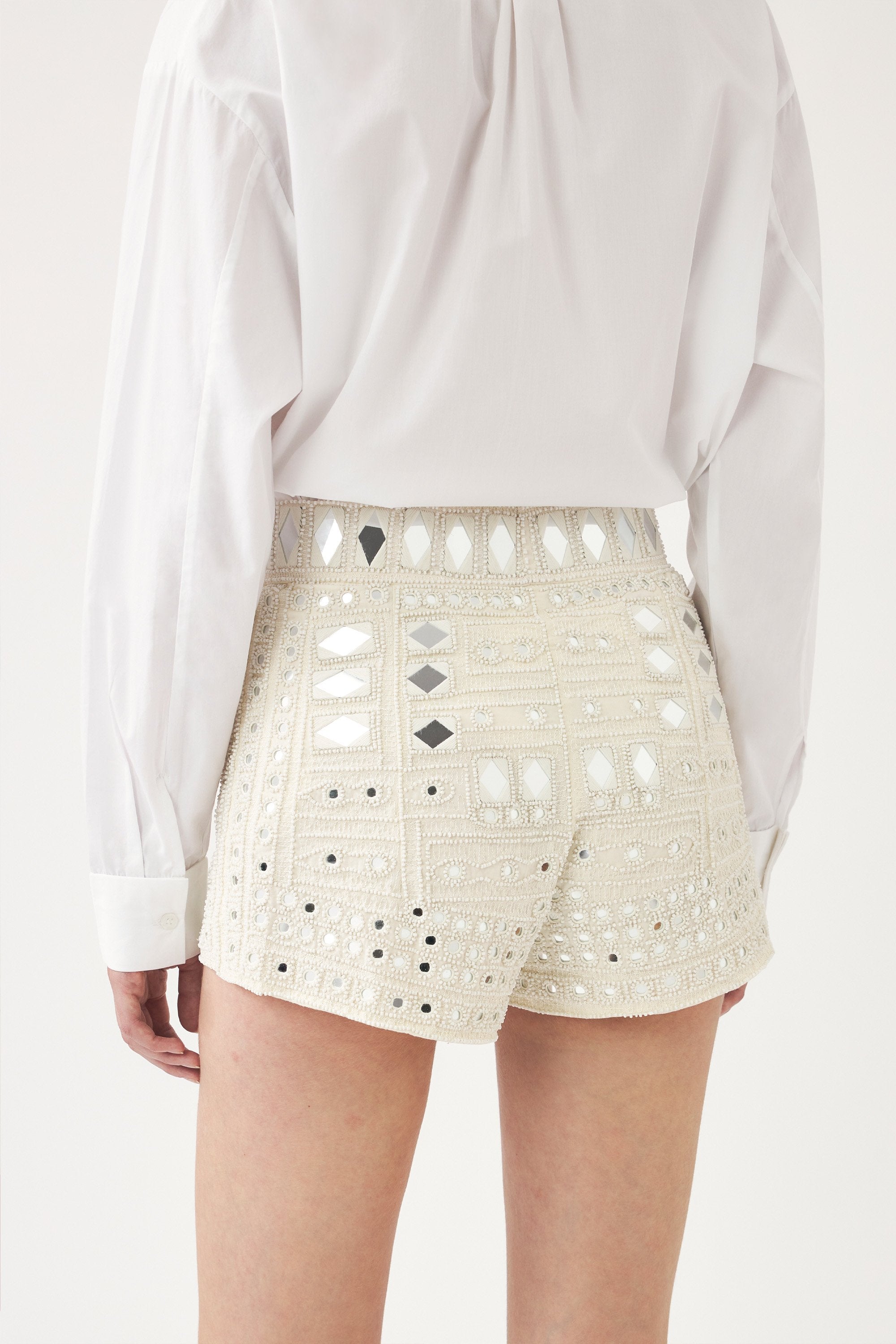 Mini shorts embroidered with pearls and mirror pieces Mahani