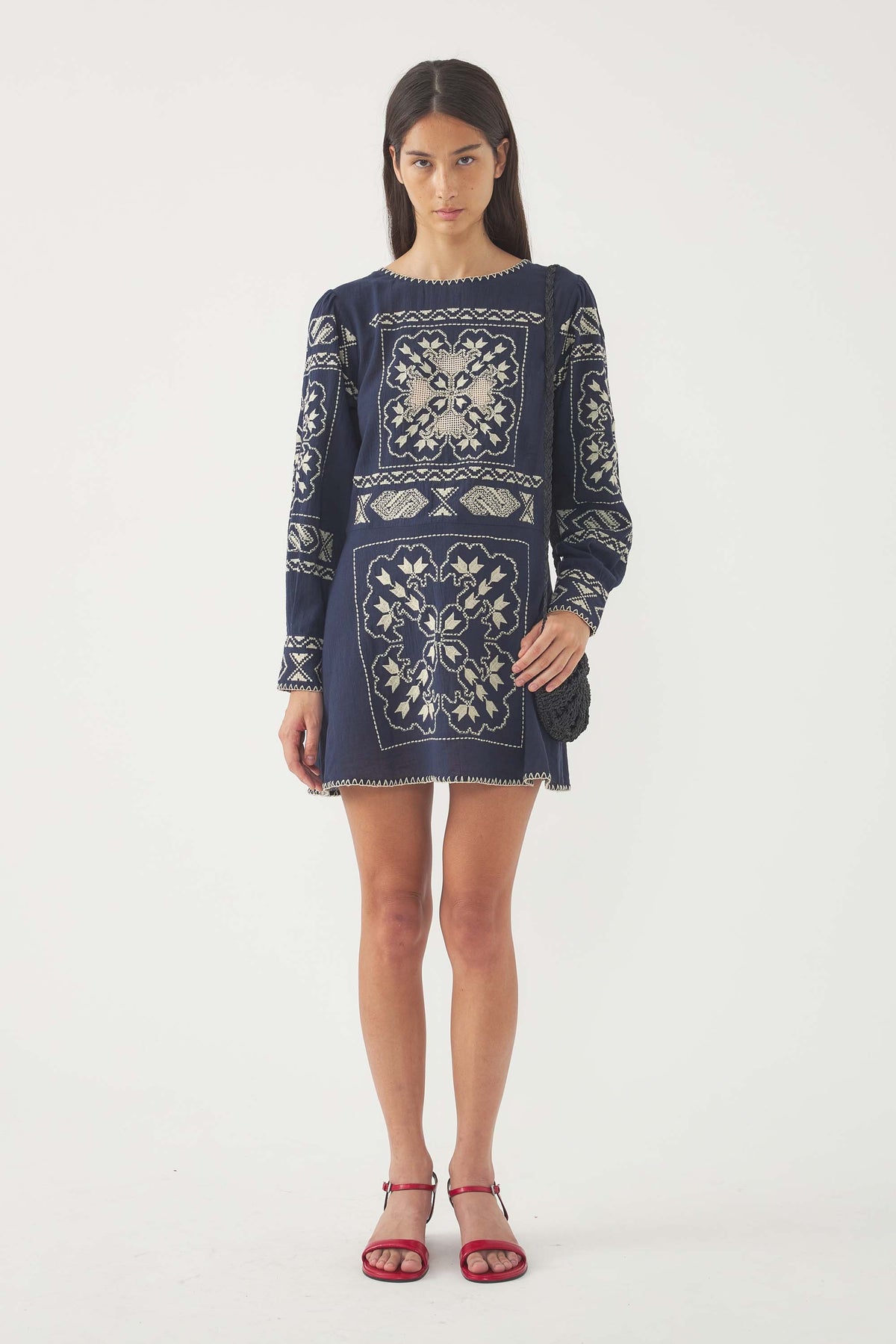 antik batik beaded dress Bibi Short Dress  Viscose Crepe & Beads, Navy