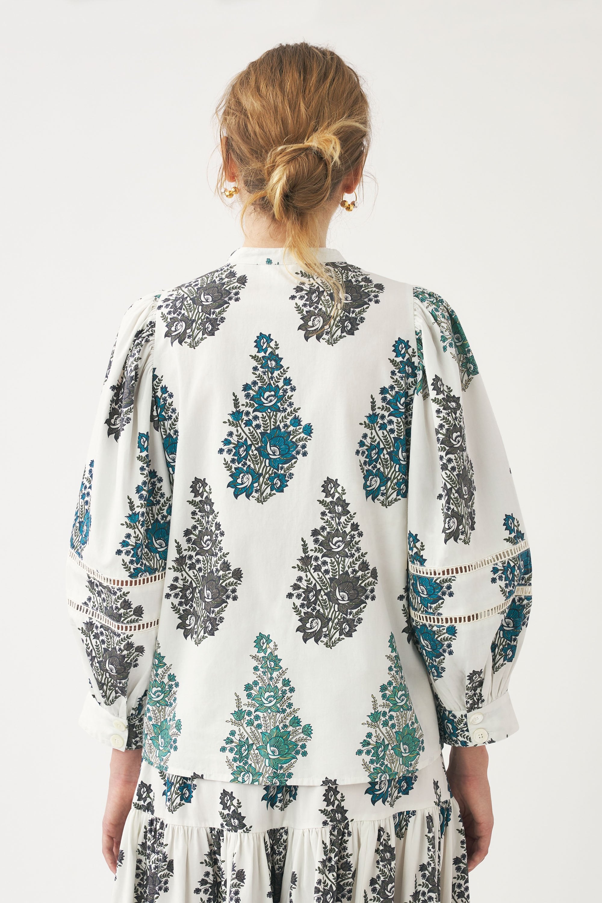 Puff sleeve print blouse Muguet