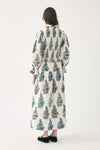 Robe longue à smocks et imprimée à la main Muguet