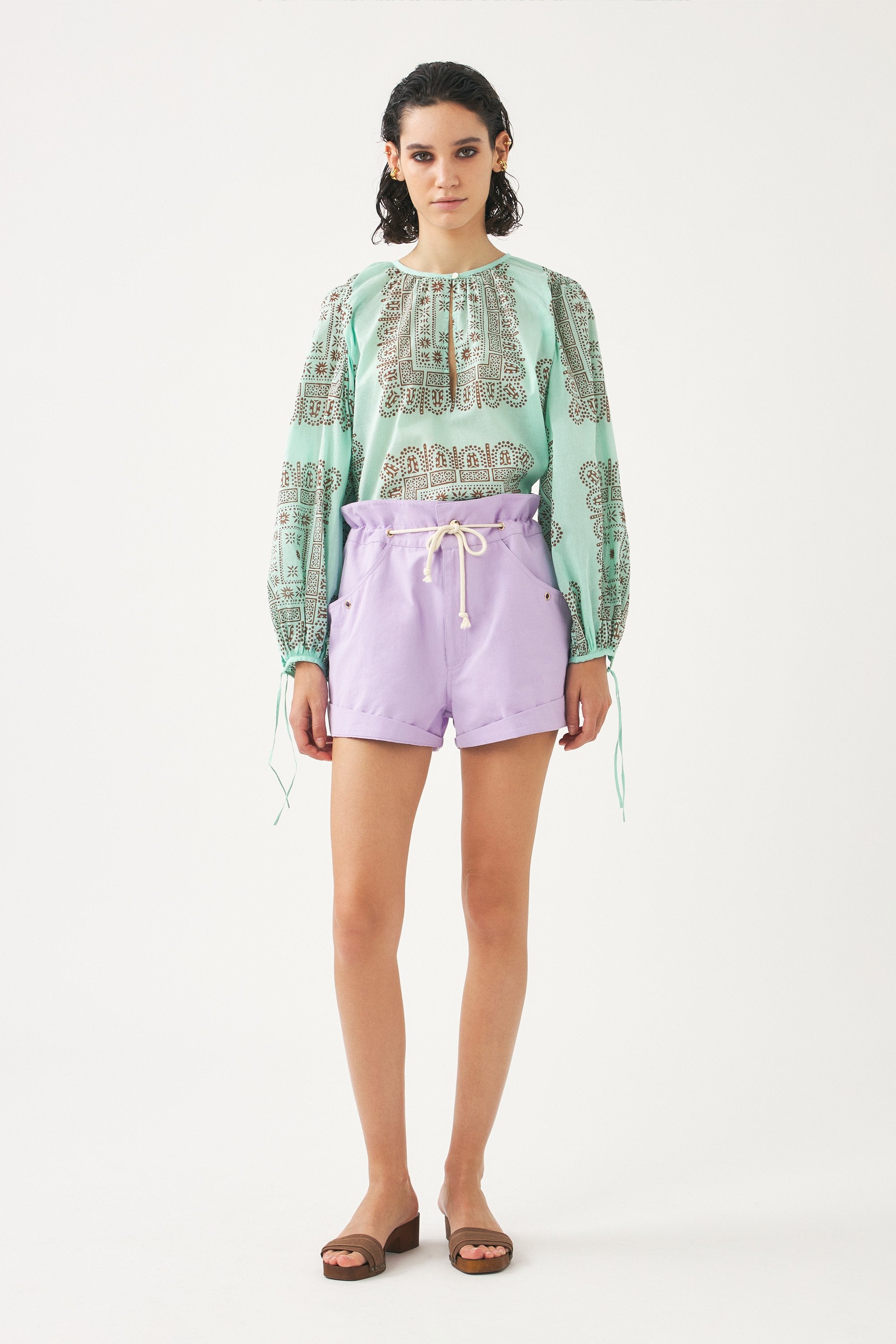 Cotton voile print blouse Nalii