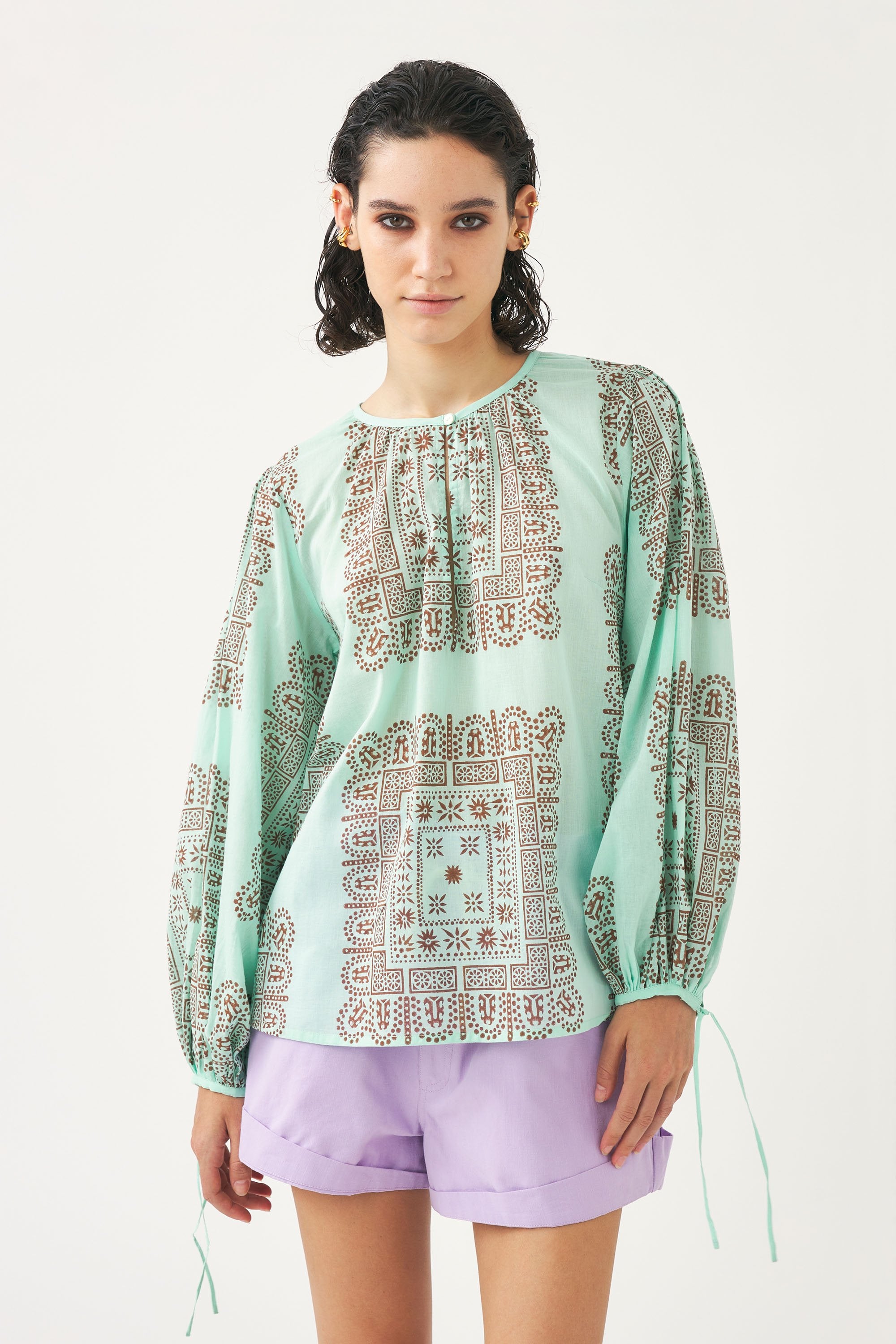 Cotton voile print blouse Nalii
