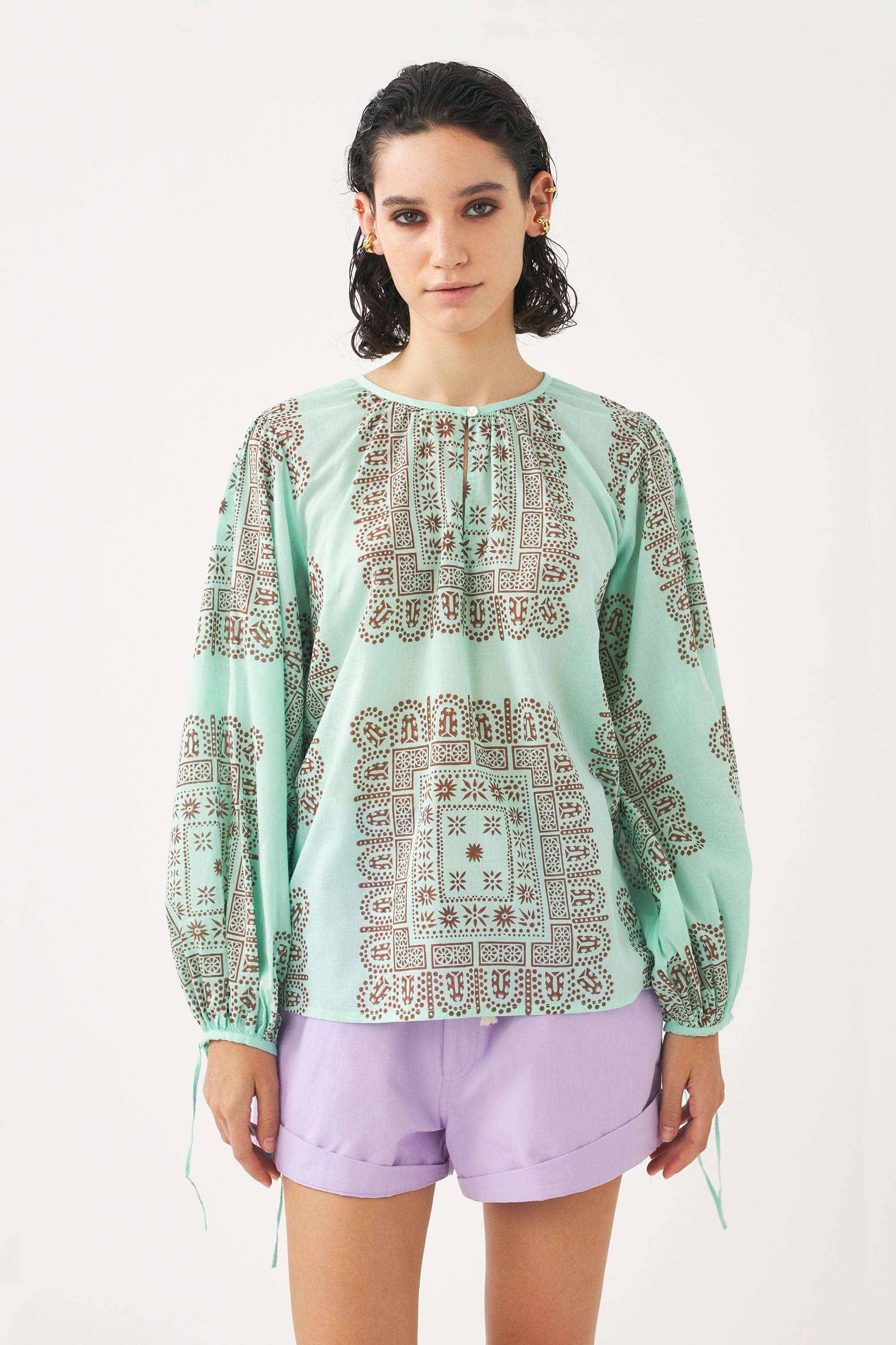 Cotton voile print blouse Nalii