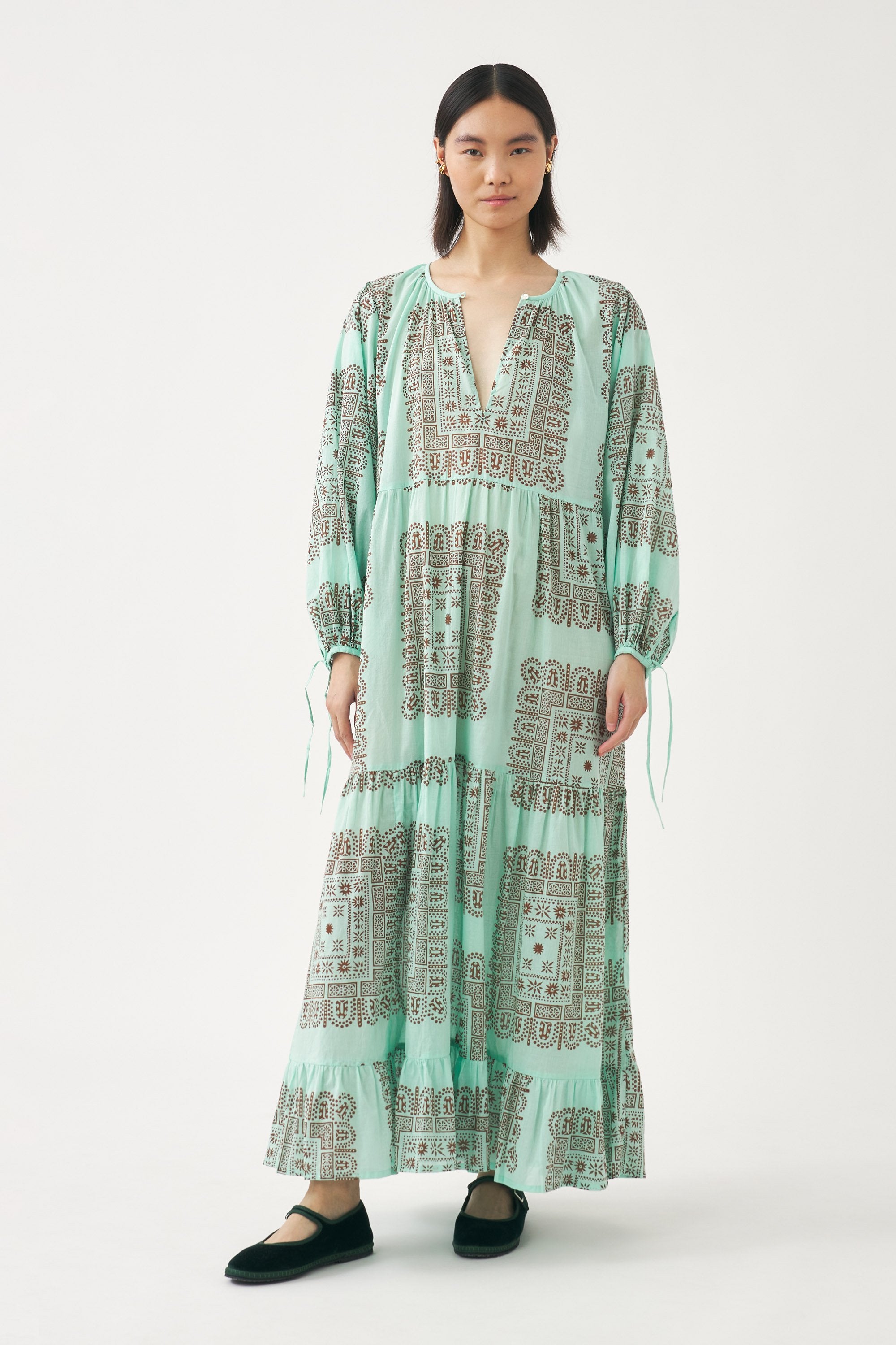 Cotton voile print maxi dress Nalii