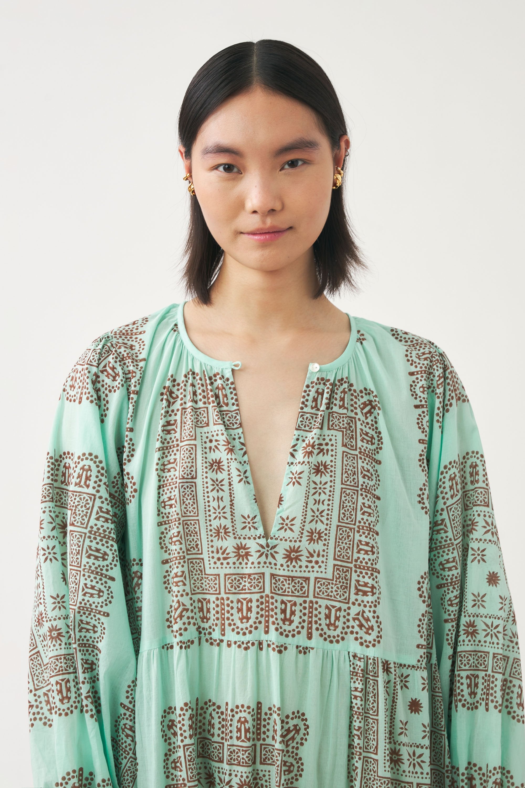 Cotton voile print maxi dress Nalii