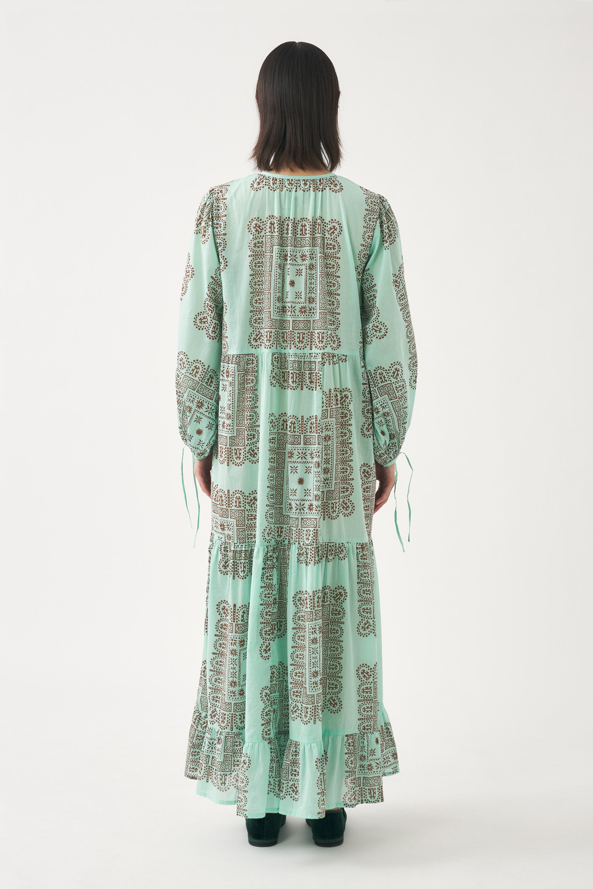 Vestido largo de voile de algodón estampado Nalii