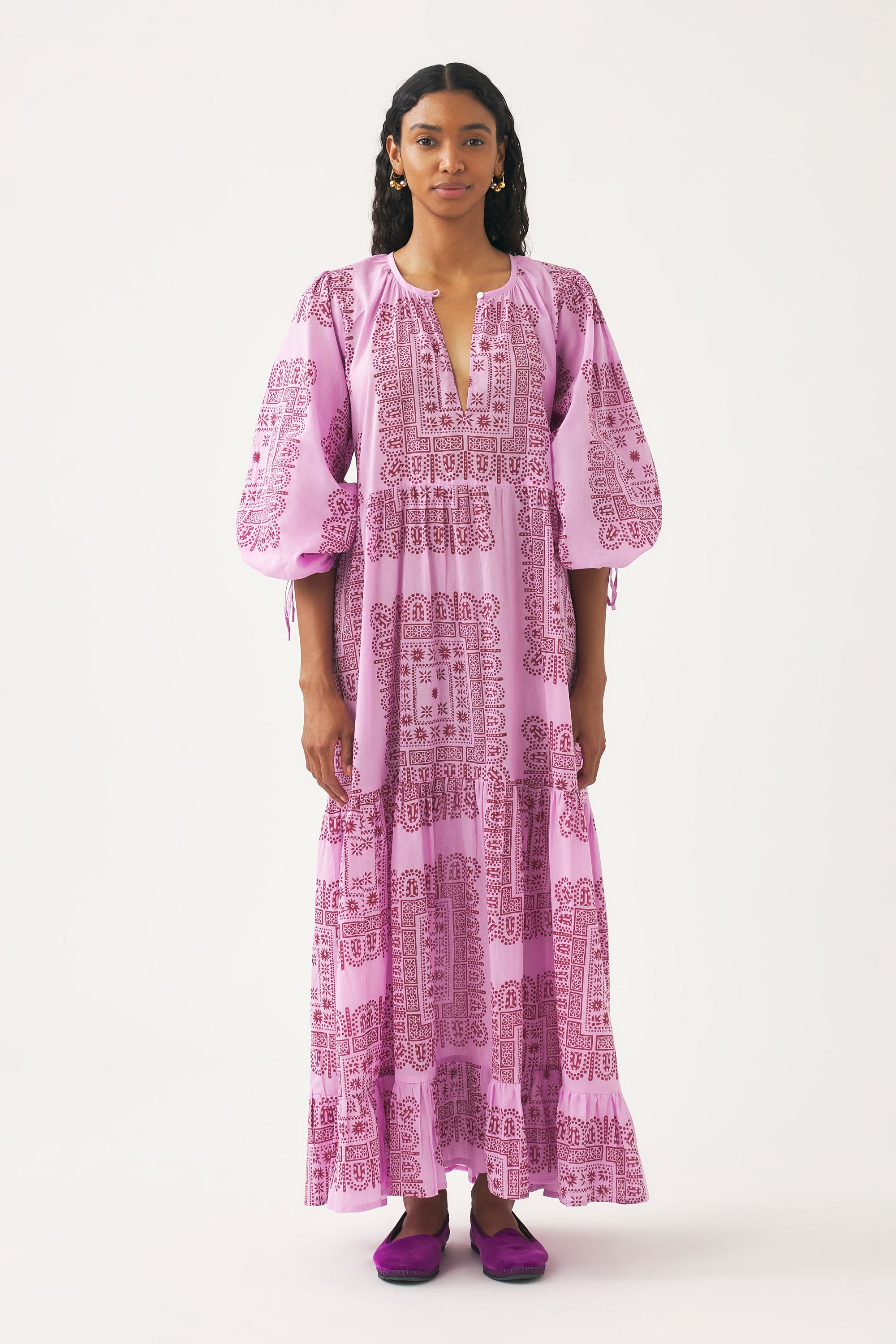 Robe longue en voile de coton imprimé Nalii