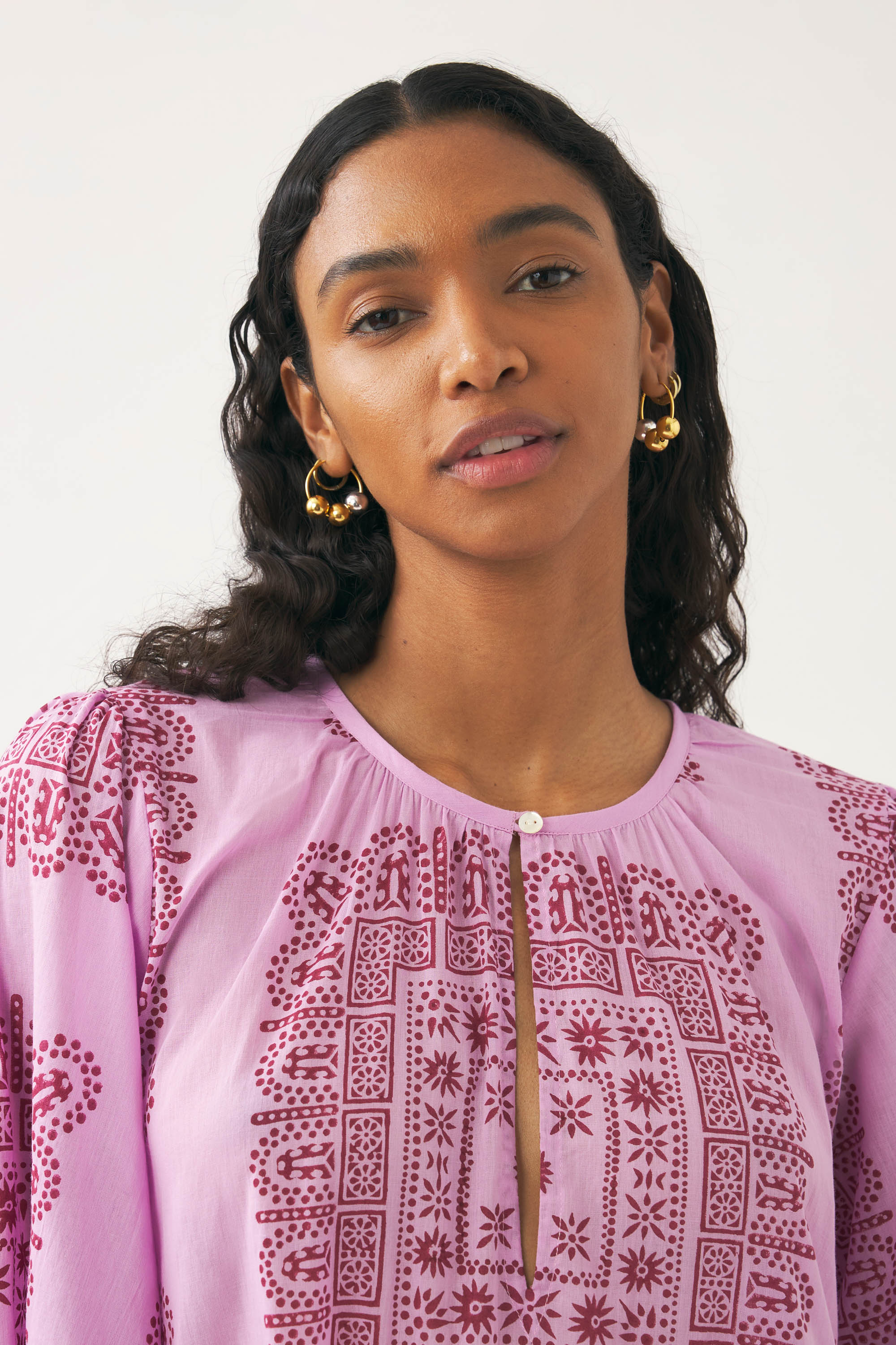 Robe longue en voile de coton imprimé Nalii