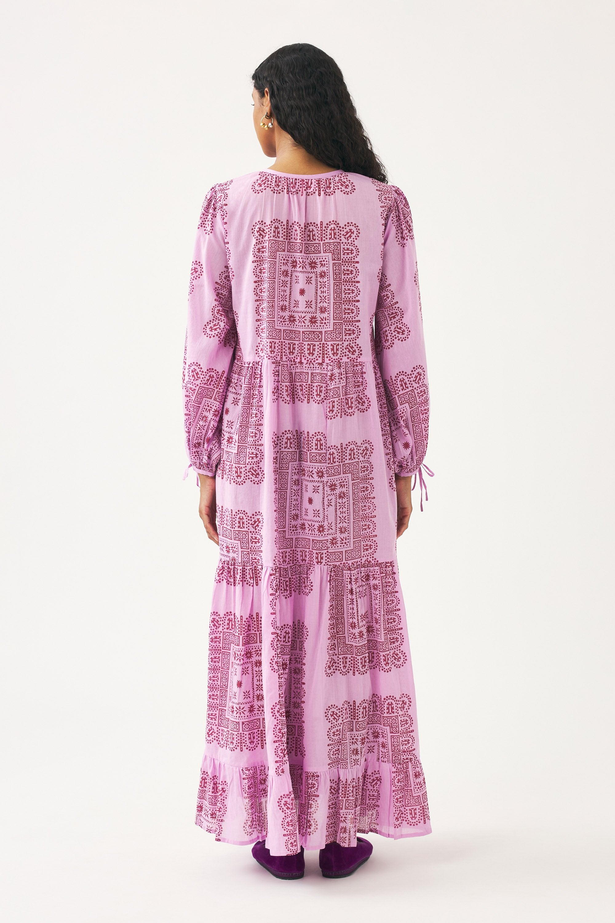 Cotton voile print maxi dress Nalii