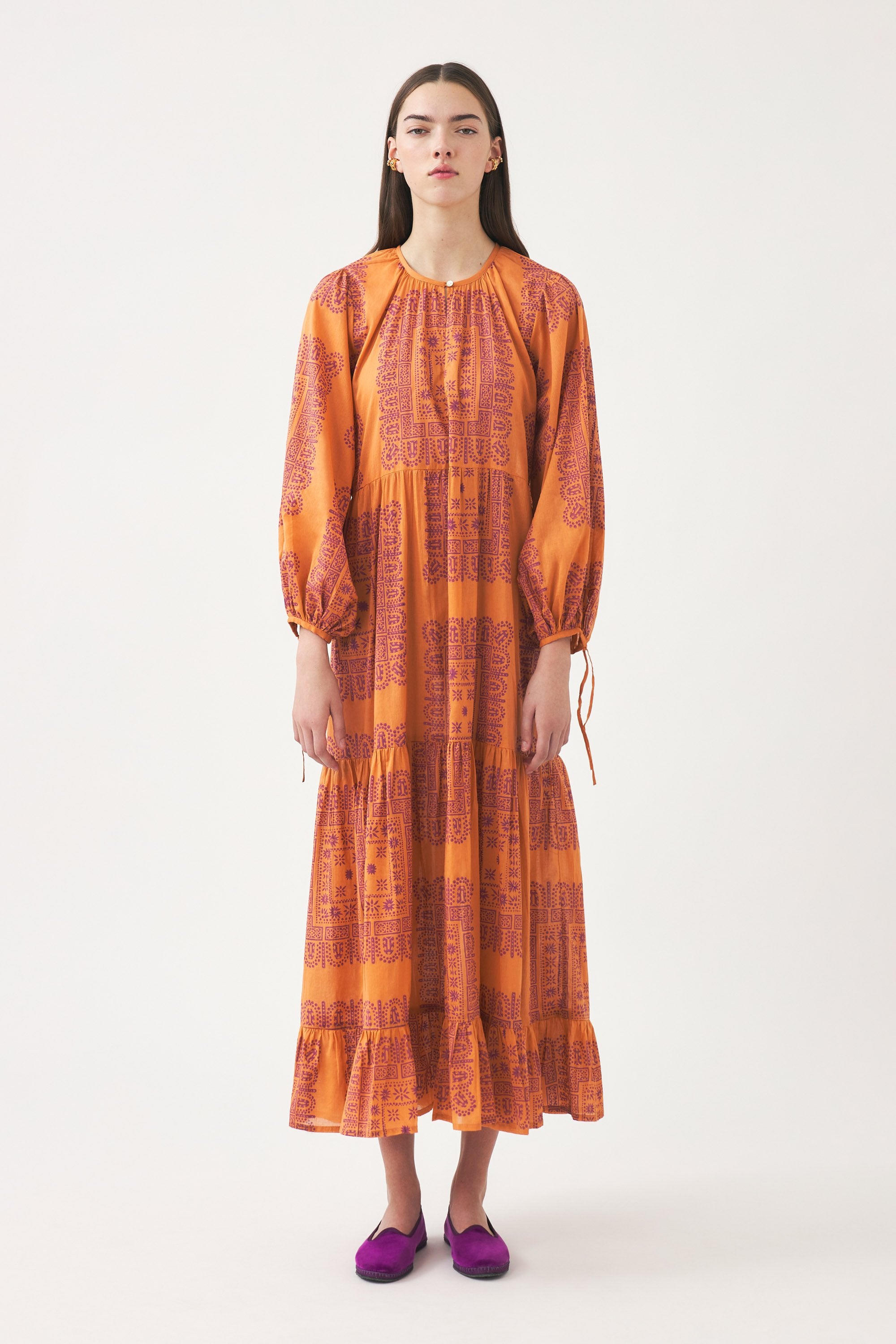 Cotton voile print maxi dress Nalii