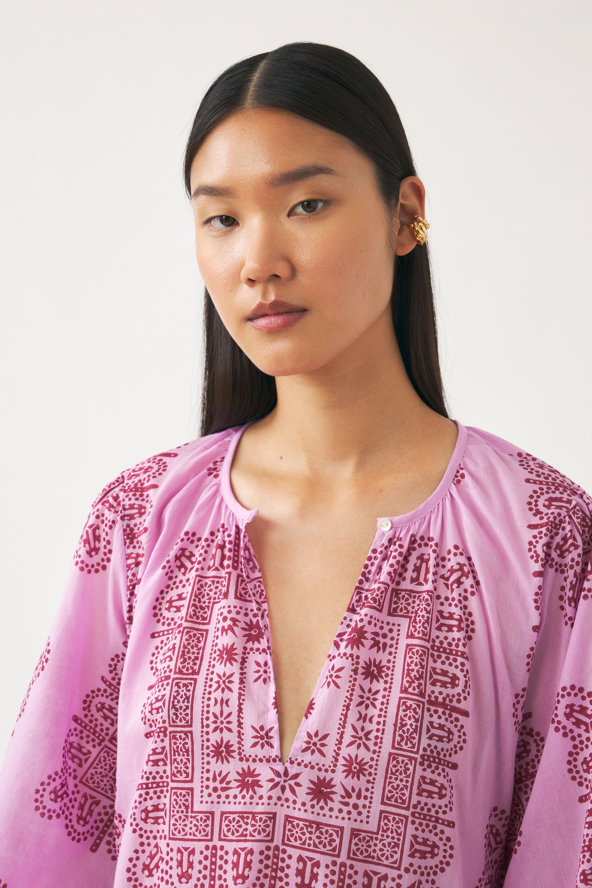 Cotton voile print mini dress Nalii