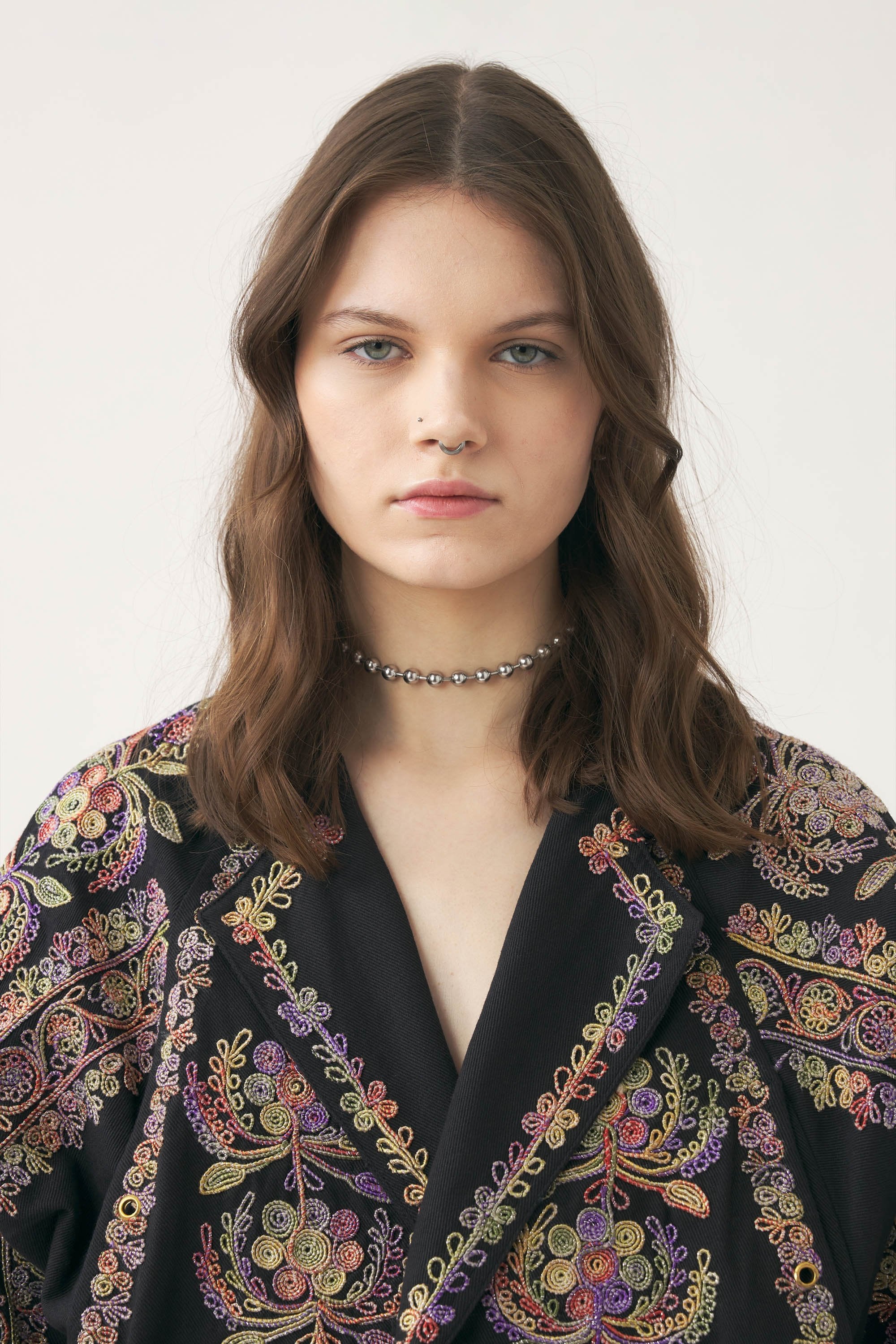 Hand-embroidered raglan-sleeve jacket Neil