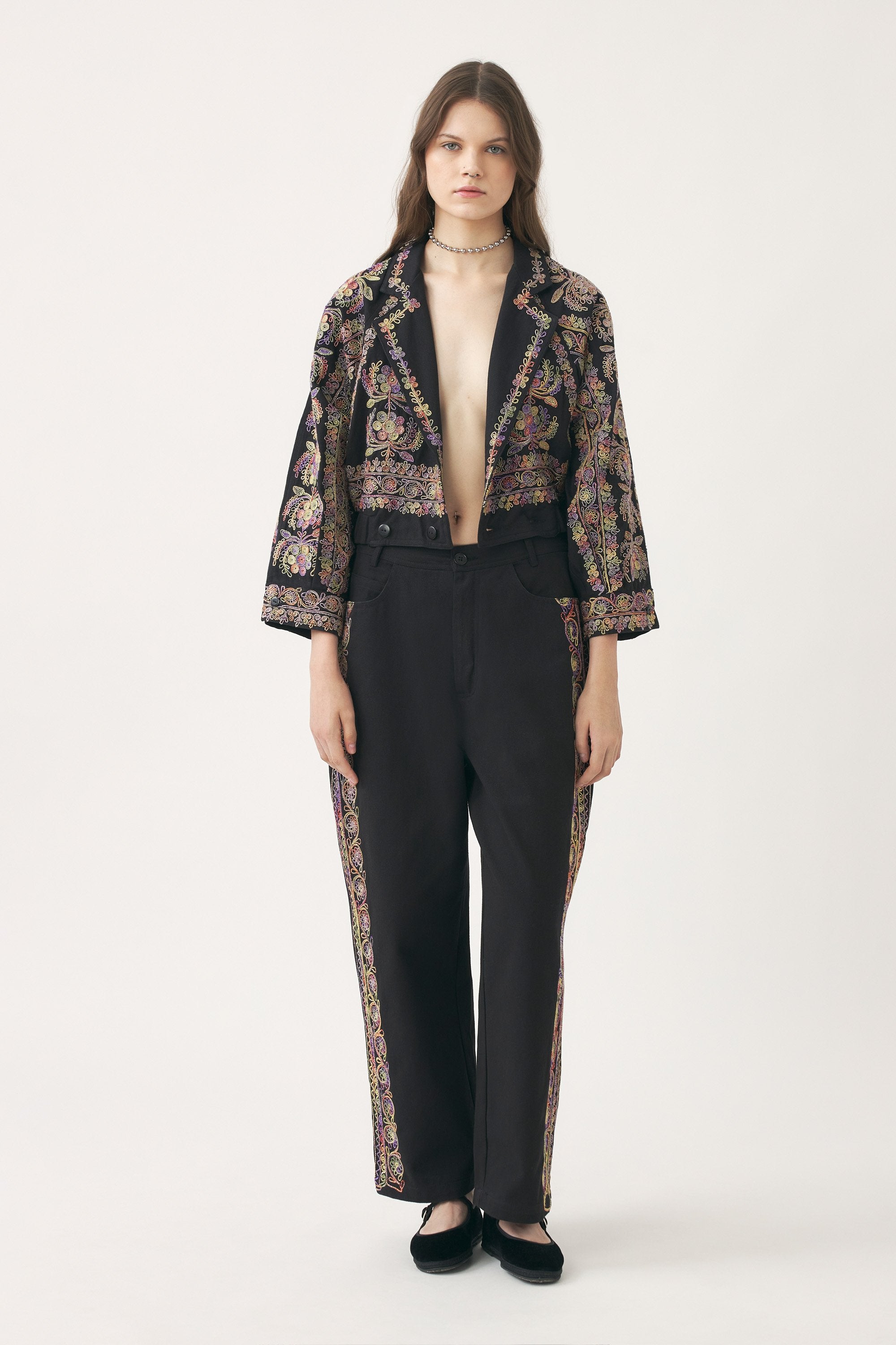 Hand-embroidered trousers Neil