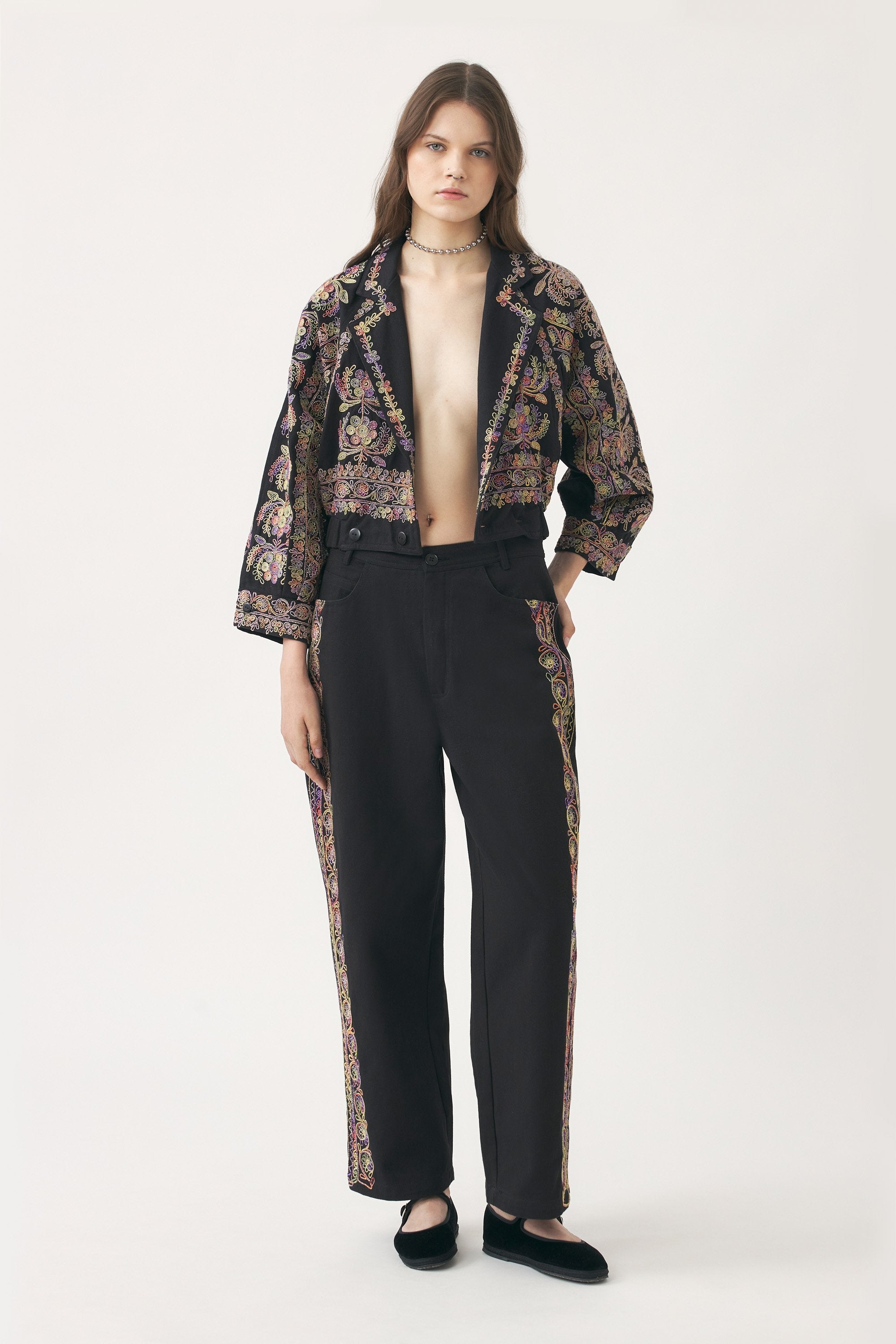 Hand-embroidered trousers Neil
