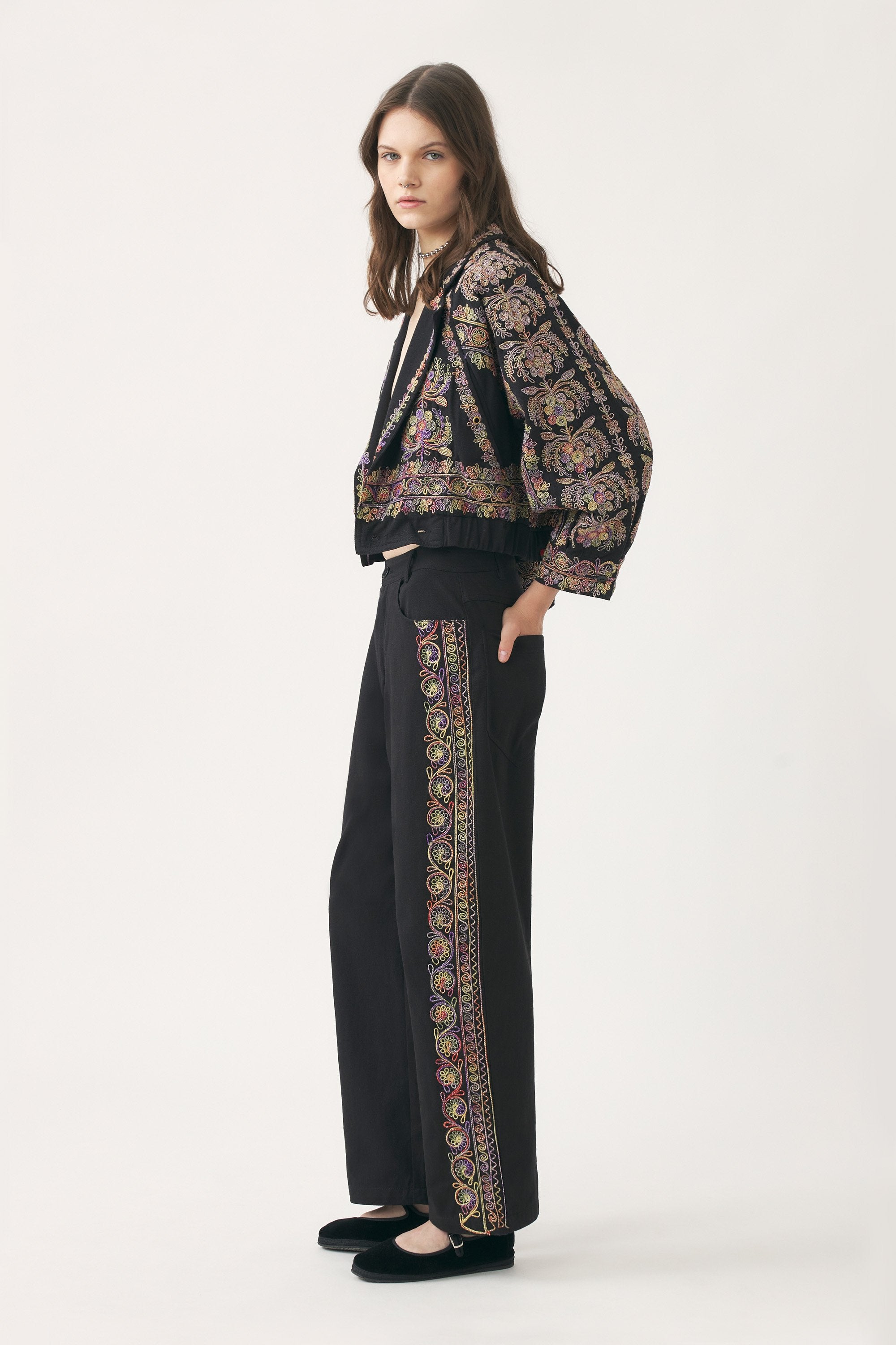 Hand-embroidered trousers Neil