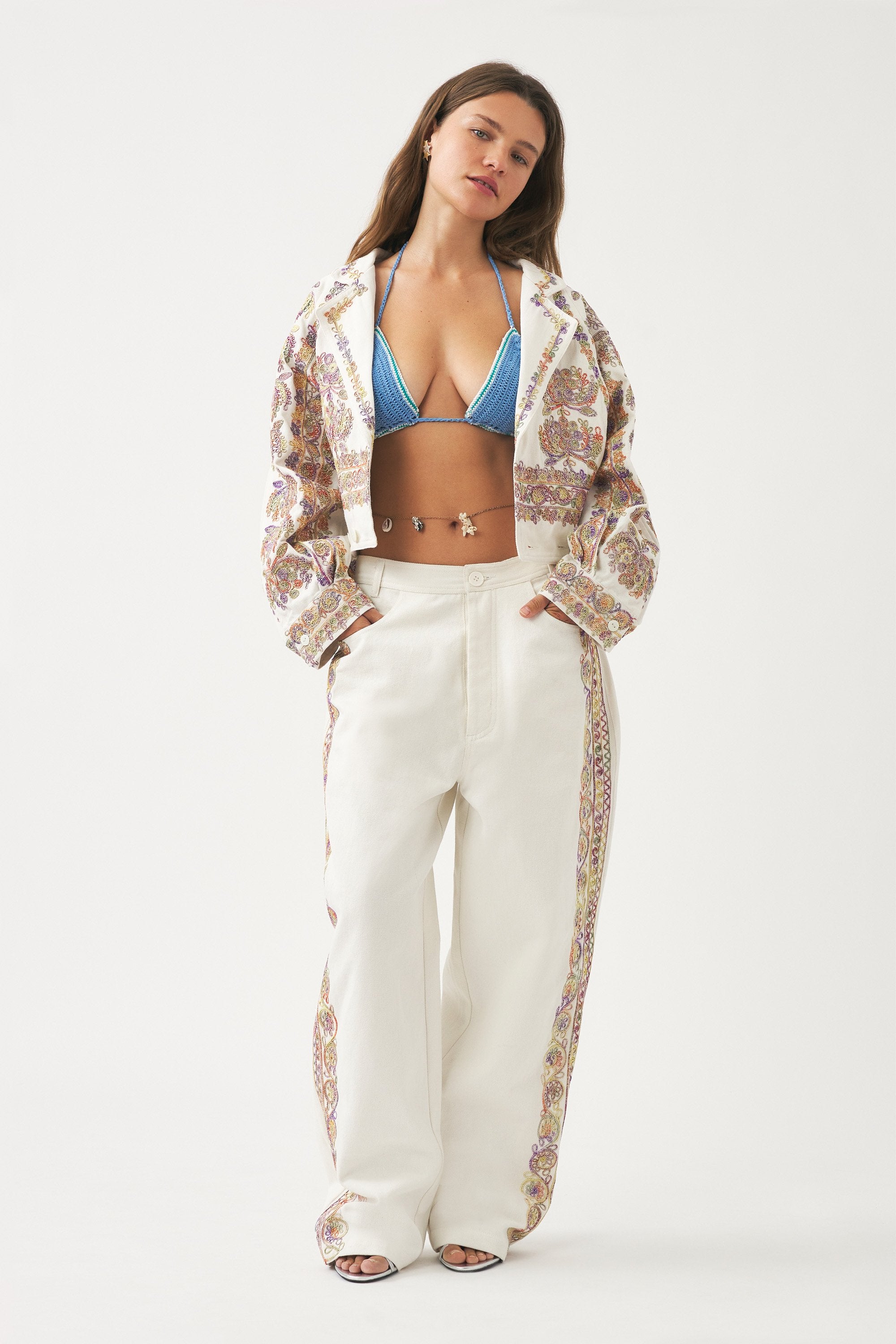 Hand-embroidered trousers Neil