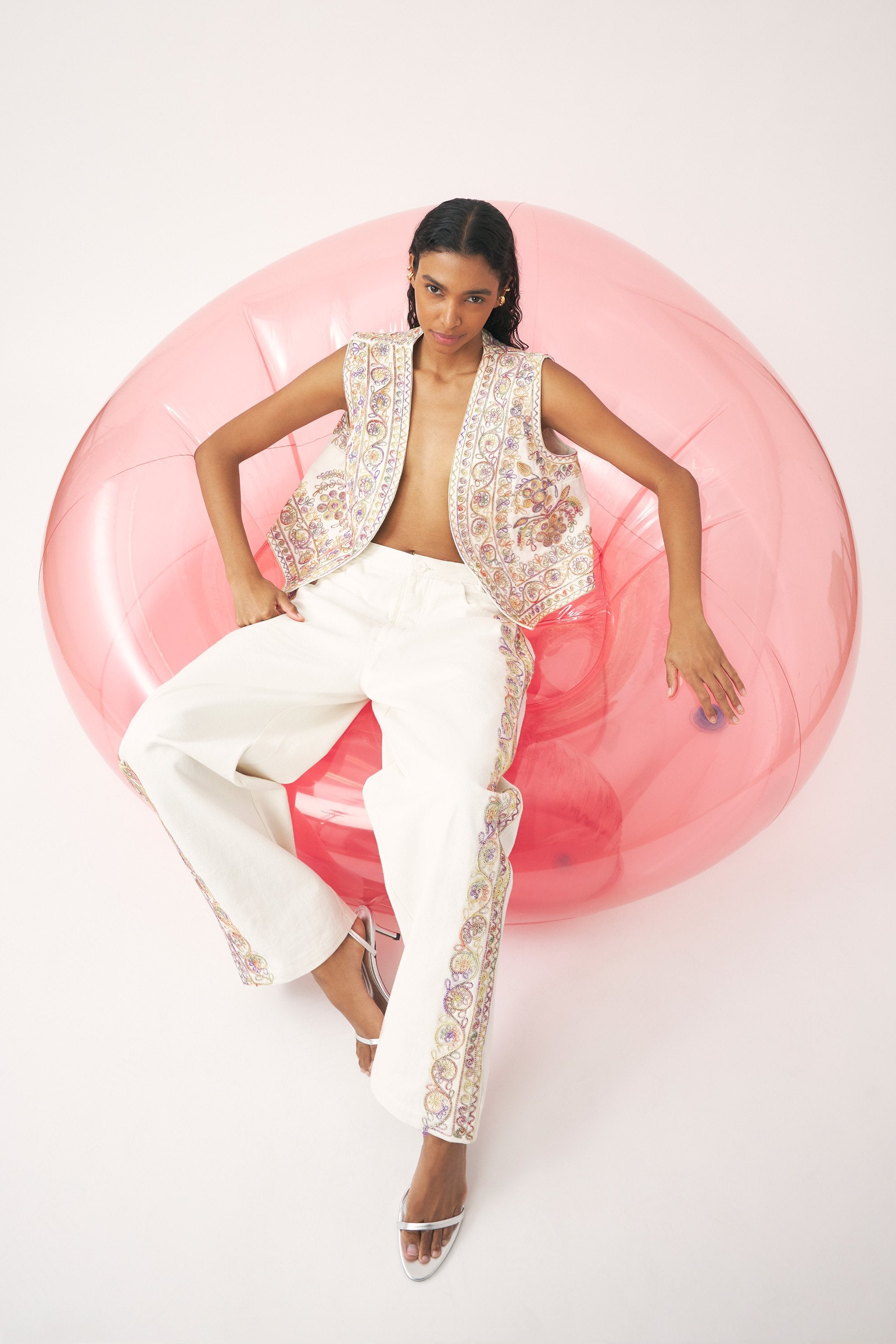 Hand-embroidered trousers Neil